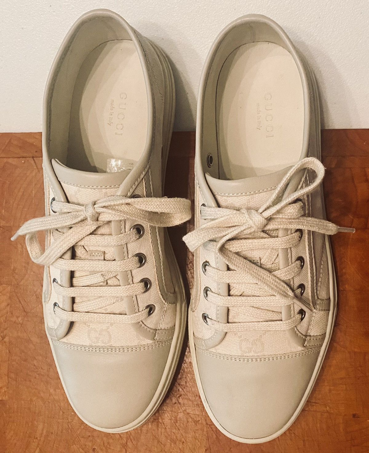 Gucci Gucci 🇮🇹 Women's GG Cement Kanvas/Leather Captoe Sneakers 39 Size US 9 / IT 39 - 9 Thumbnail