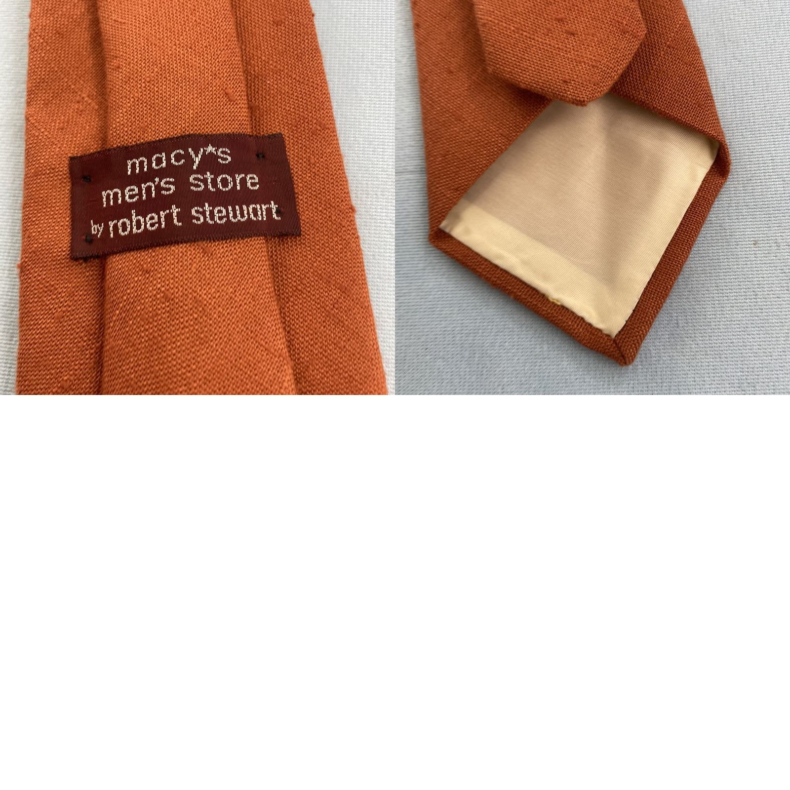 Vintage VTG Macy's Mens Store Robert Stewart Solid Rust Orange Silk NeckTie 3x57 Vintage Necktie Tie Men Size ONE SIZE - 11 Thumbnail