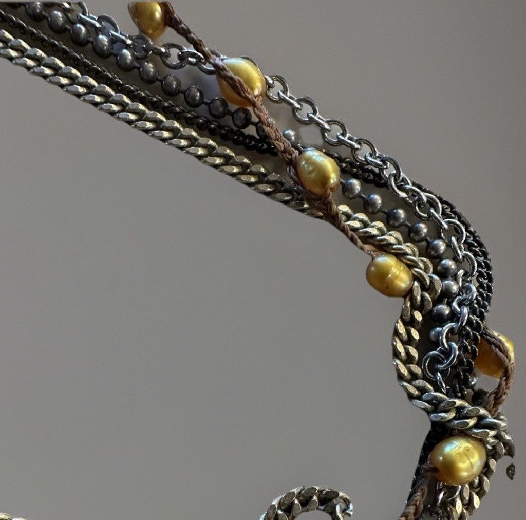 Vintage Vtg Premier Designs 5 Strand SilverTne GunMtl Chains Gold FW Size ONE SIZE - 2 Thumbnail
