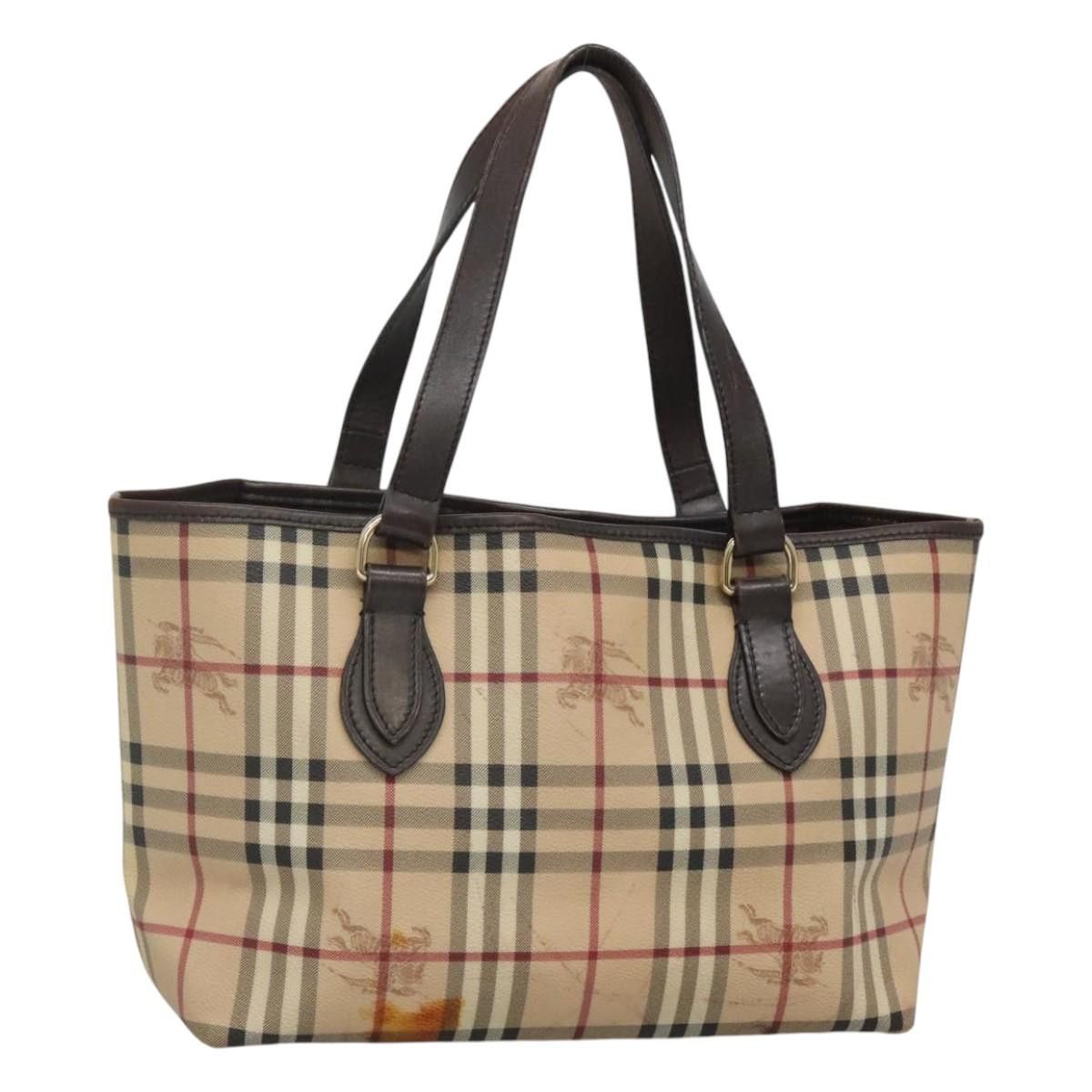 Burberry Nova Check Tote Bag Pvc Beige Auth Ec1014, Women's