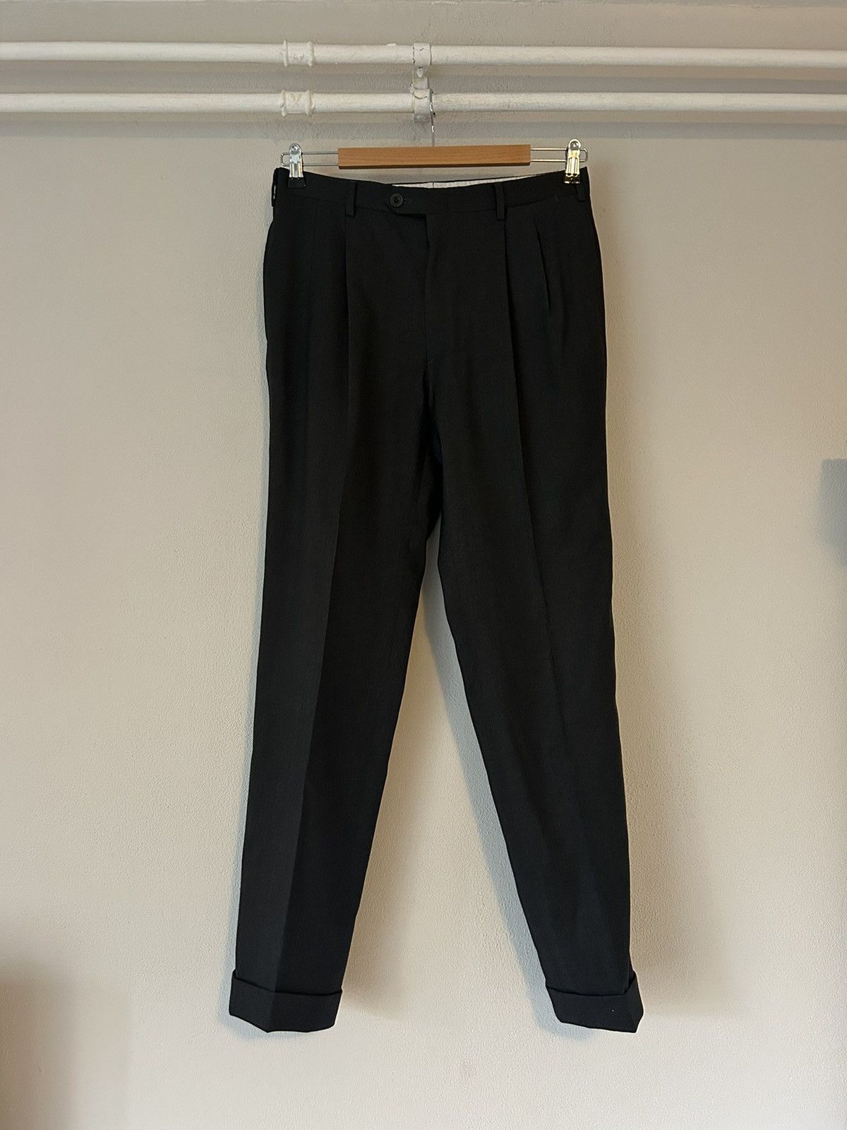 Grey Wool Pleat Pants