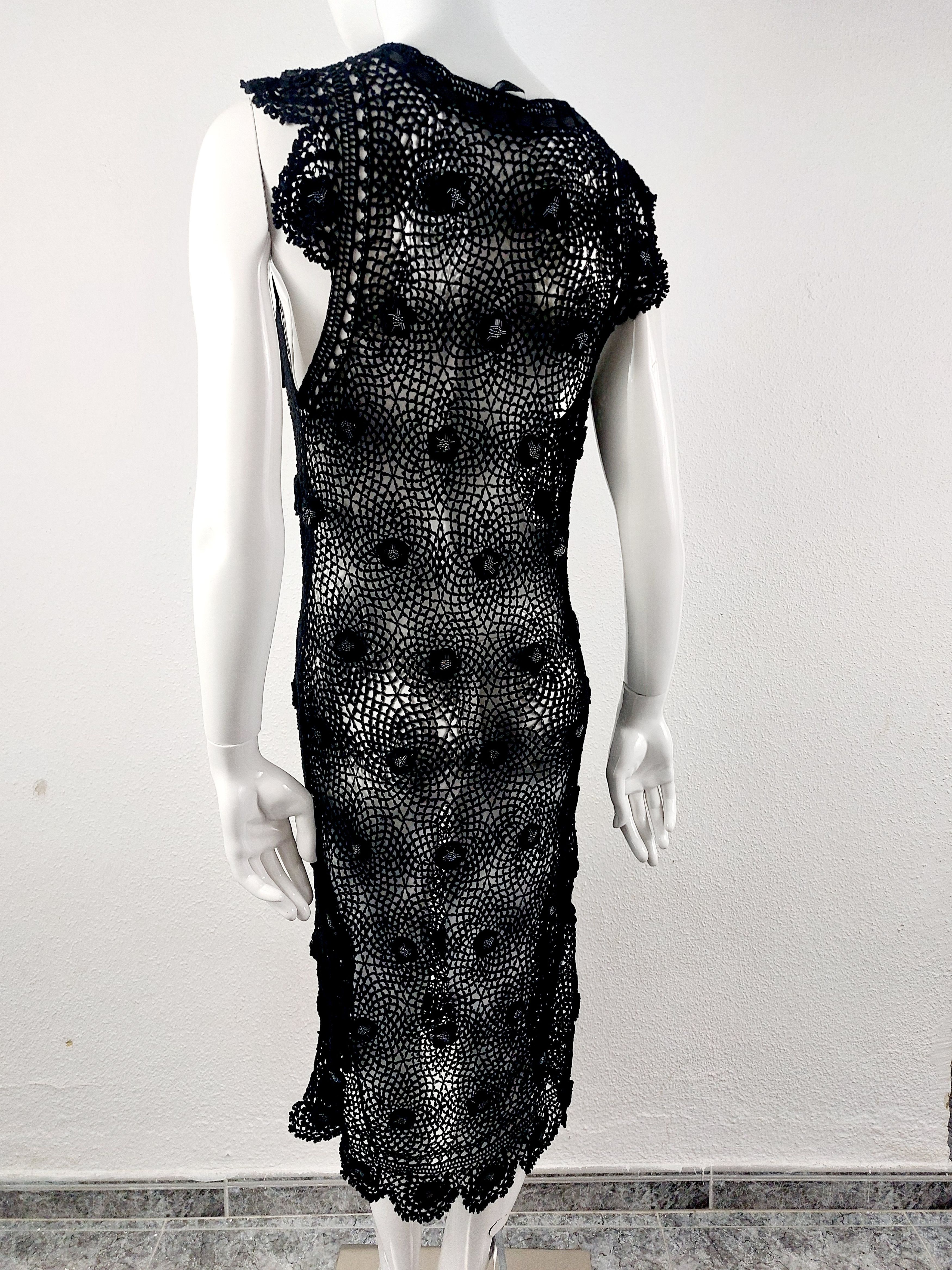 Moschino Moschino Cheap Chic Net Lace Crochet Black Flower Maxi Dress Size M / US 6-8 / IT 42-44 - 8 Thumbnail