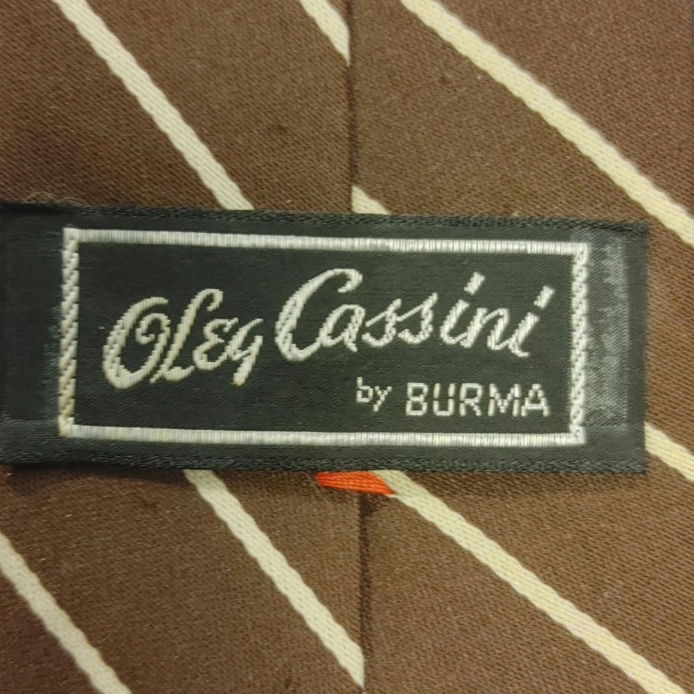 Oleg Cassini VTG Oleg Cassini by Burma OS Men's Brown/Yellow Striped Tie Size ONE SIZE - 2 Thumbnail