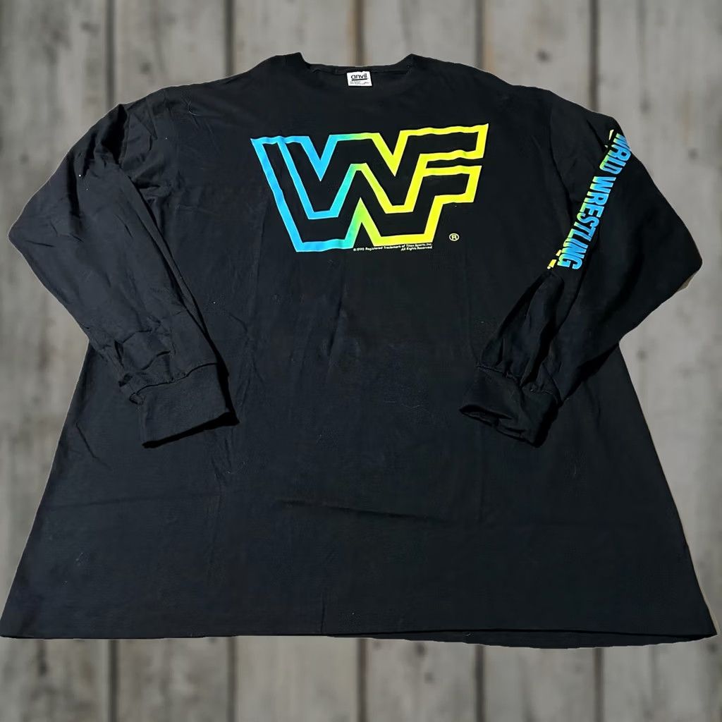 Anvil VINTAGE WWF Wrestling Neon Long Sleeve Shirt XL Men Black 90s Shirts Size US XL / EU 56 / 4 - 1 Thumbnail