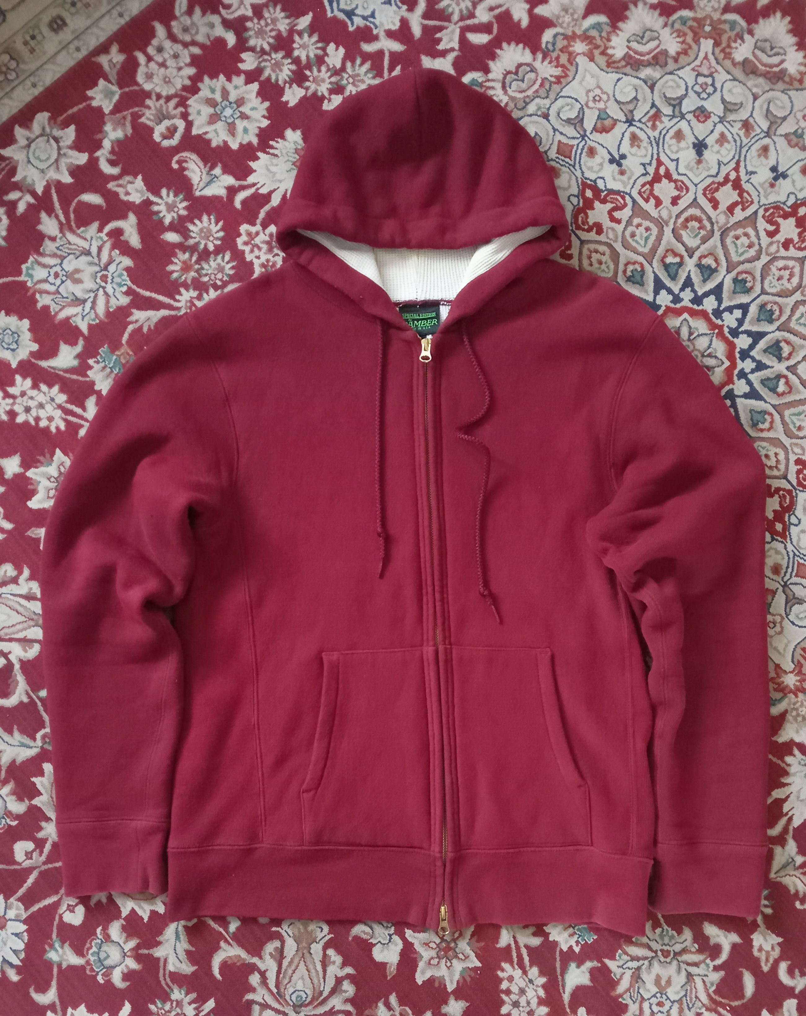 image of Vintage Camber Zipped Hoodie in Maroon, Men's (Size Large)