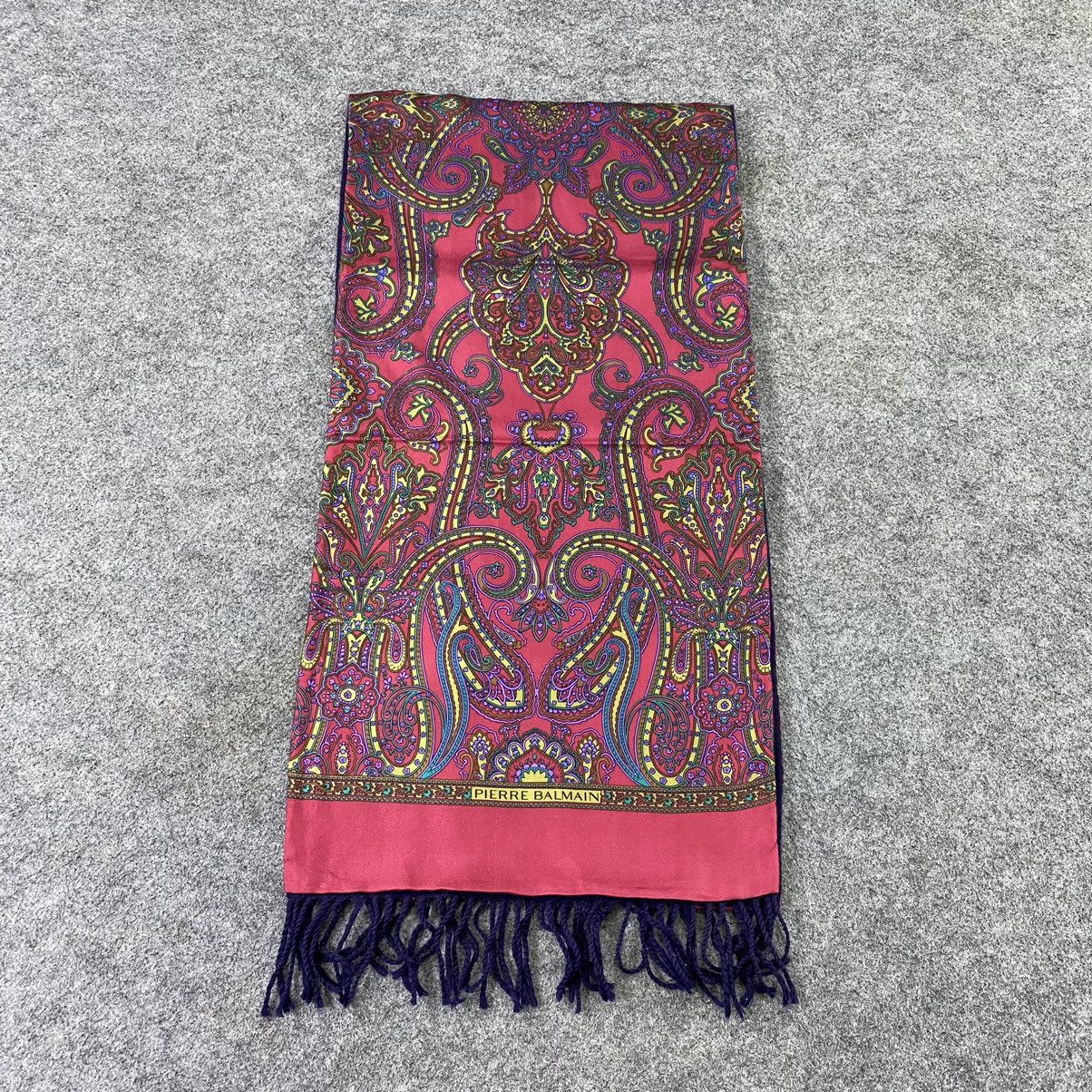 Pierre Balmain × Vintage Pierre Balmain Paisley Silk/Wool Scarf Muffler - T1284 Size ONE SIZE - 3 Thumbnail
