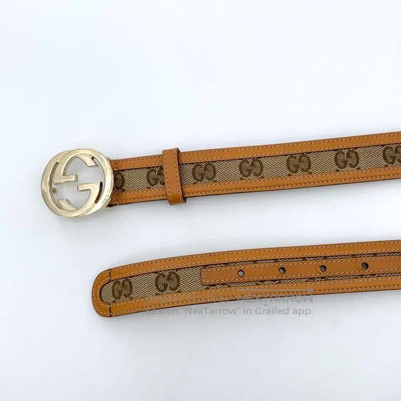 Gucci Gucci Brown logo jacquad full print double G smooth buckle Size ONE SIZE - 4 Thumbnail