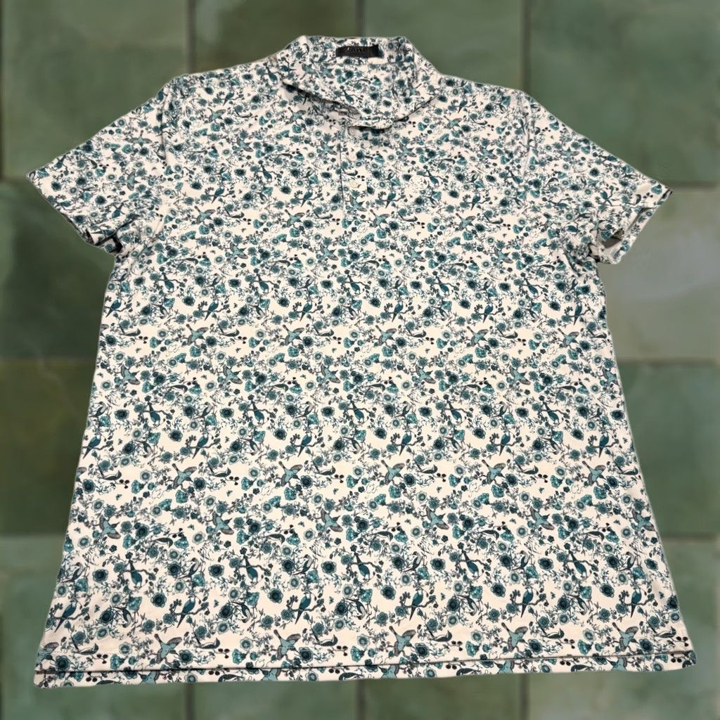 G/FORE G/FORE Polo Shirt XL Multicolor Floral Botanic Garden Birds All Over Print Performance Golf Short Sleeve Button Collar Stretch Men Polo Size US XL / EU 56 / 4 - 1 Thumbnail