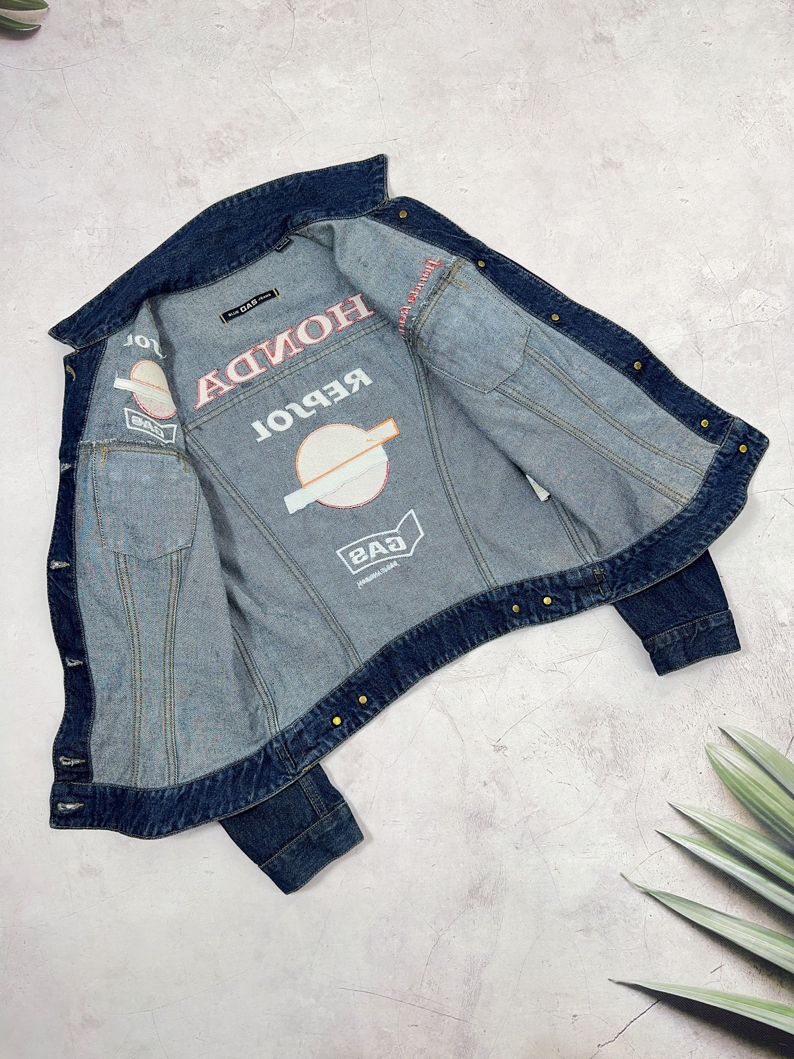 GAS × Honda Gas Denim Jacket Honda Repsol Racing Michelin Women Size L / US 10 / IT 46 - 15 Thumbnail