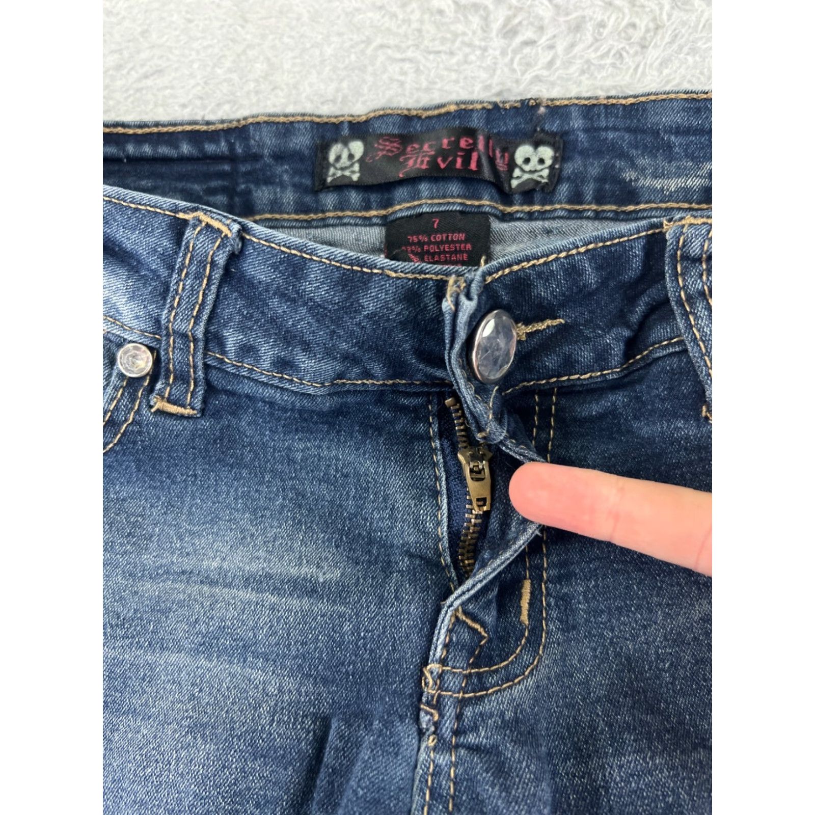 Denime Secretly Evil Jeans Womens Denin Skinny Blue 28x29 7 Low Rise 5-Pocket Cotton Denim Jeans Mens Womens Girls Size 28" / US 6 / IT 42 - 5 Thumbnail