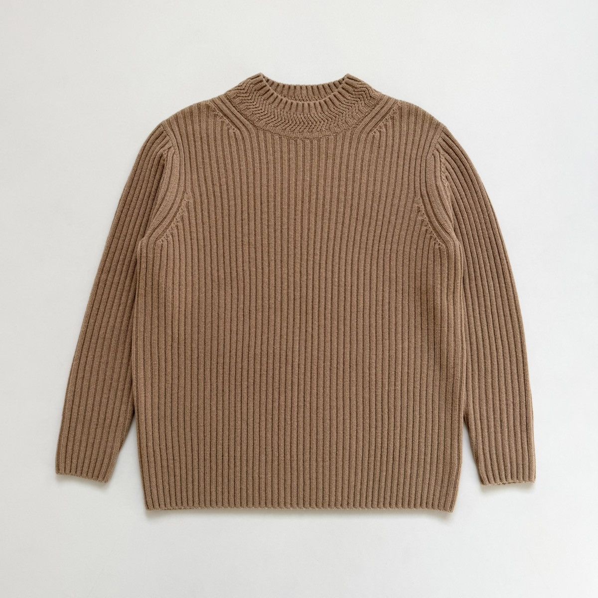 Dries Van Noten Camel Ribbed Knit Boxy Wool Sweater Size US M / EU 48-50 / 2 - 13 Thumbnail