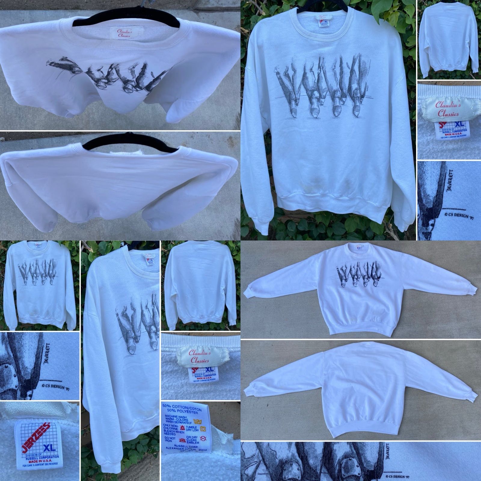 Jerzees Vtg Jerzees Sweatshirt Shirt 90s Mens XL White Graphic Print Deverett Claudias Closet Tap Dance Size US XL / EU 56 / 4 - 8 Thumbnail