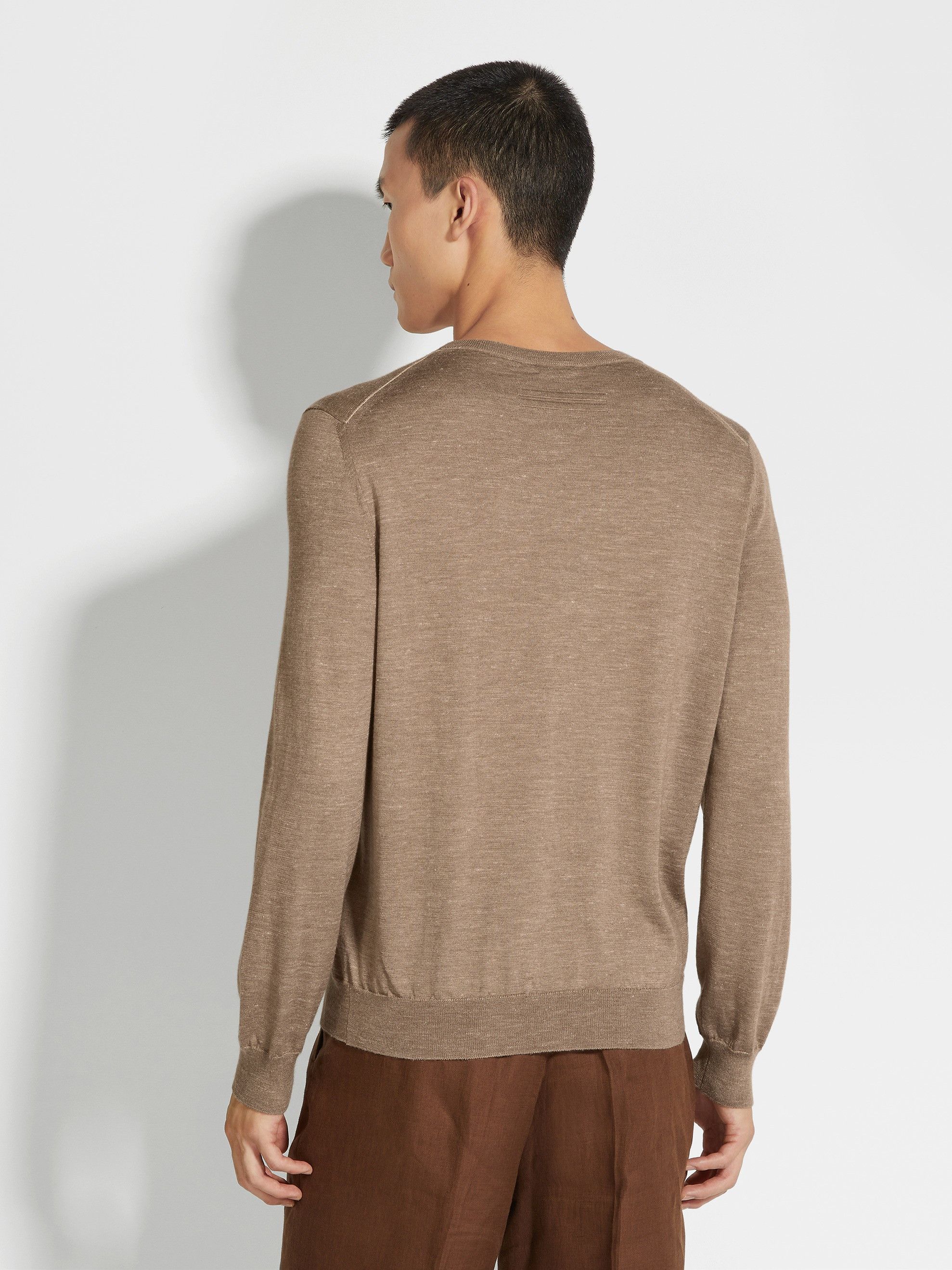 Ermenegildo Zegna o1s1rm0225 RUDF91 Crewneck Sweater in Beige Size US L / EU 52-54 / 3 - 4 Thumbnail