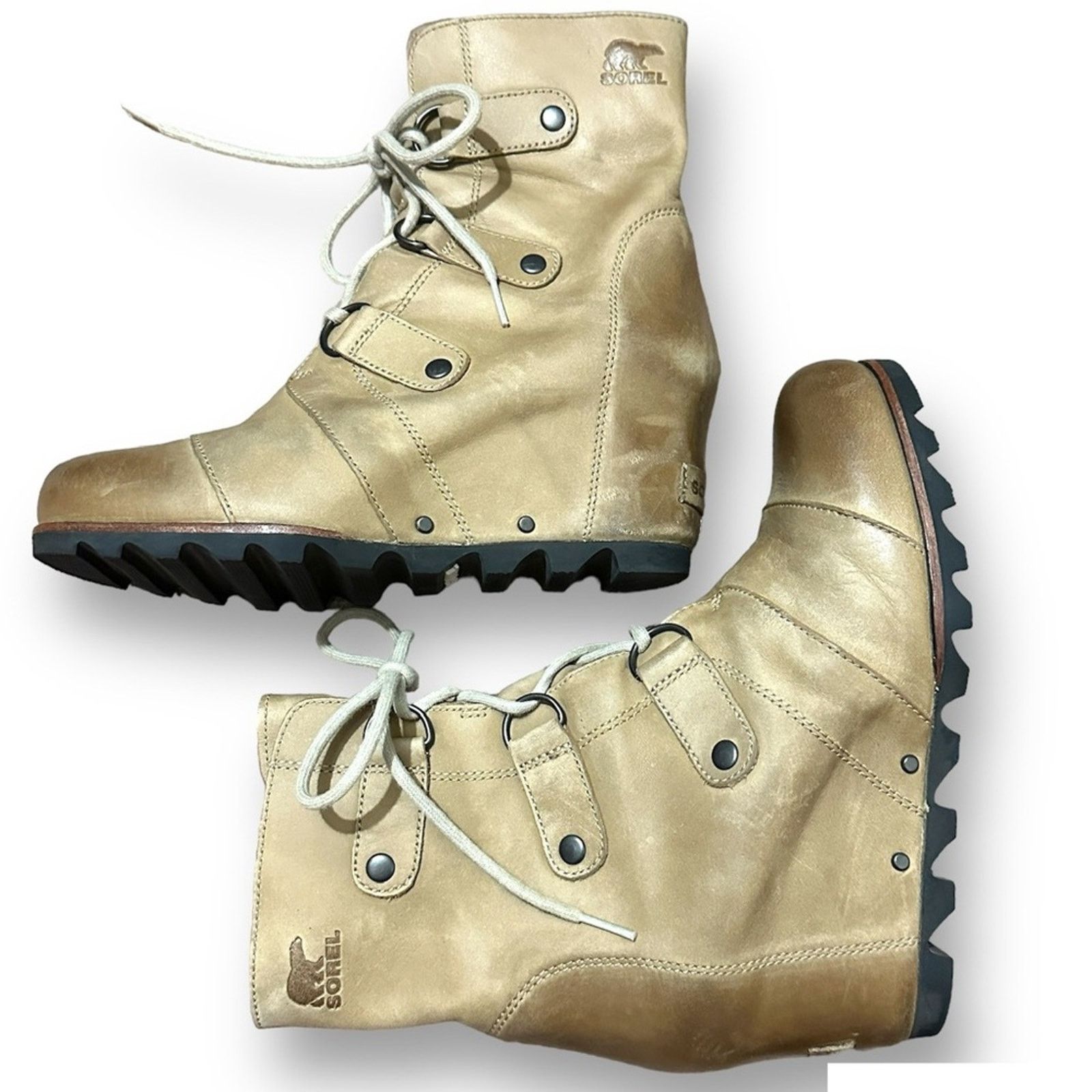 SOREL SOREL Joan of Arctic Wedge II Boots Brown Leather Ankle 8 Size US 8 / IT 38 - 4 Thumbnail