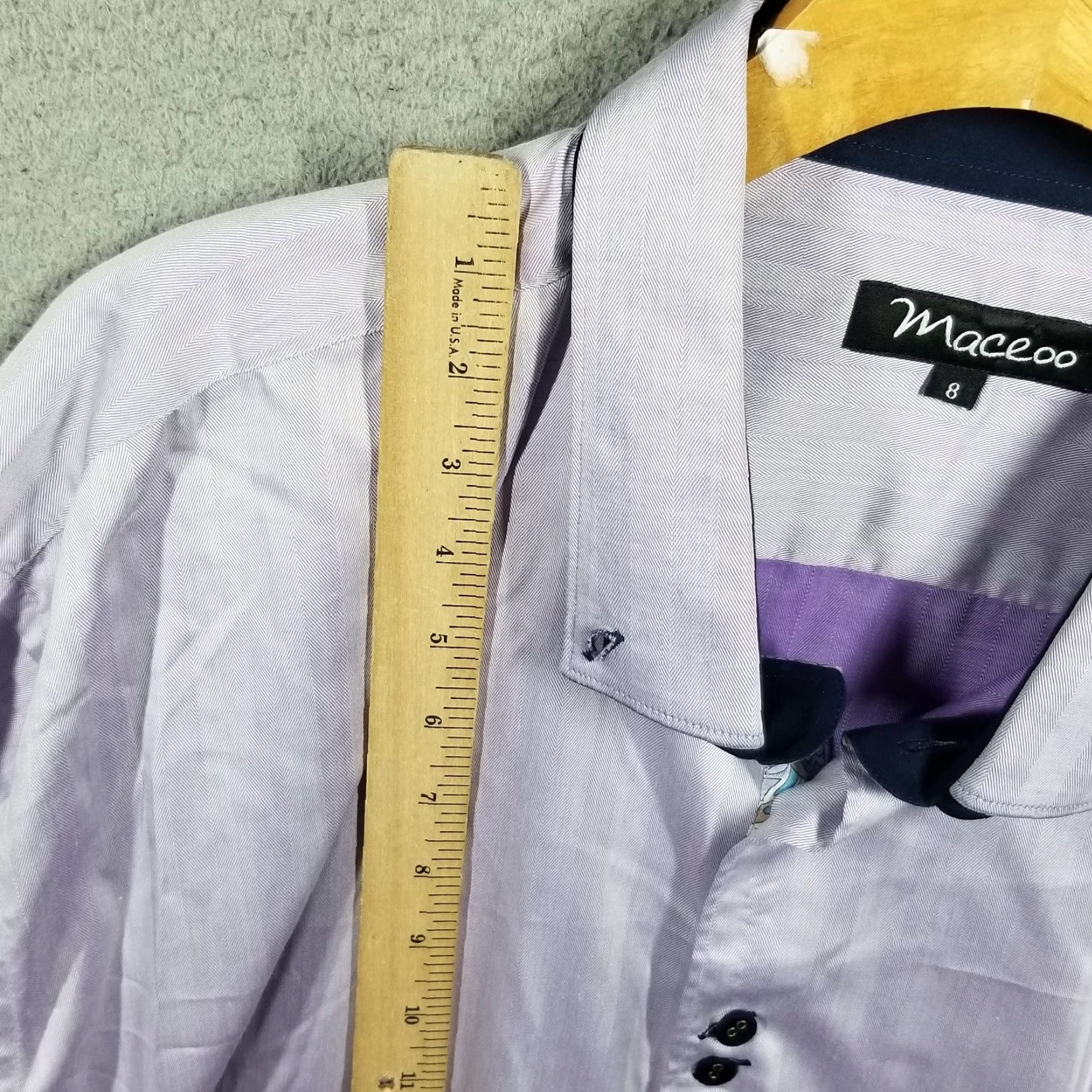 Maceoo VINTAGE Maceoo Fibonacci Purple Shimmer Long Sleeve Button-Down Shirt 2XL Casual Party Mens Size 48R - 3 Thumbnail