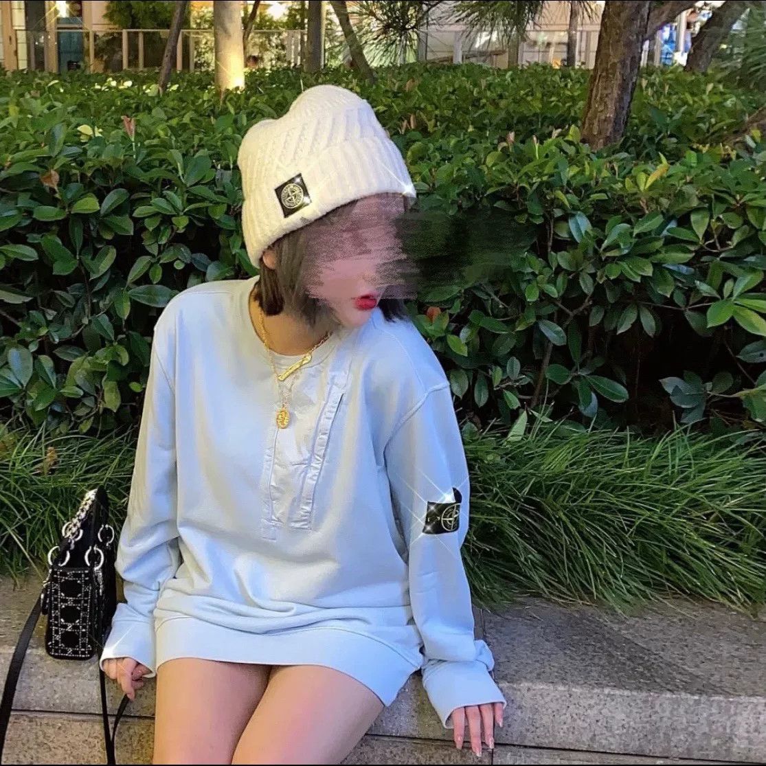 Stone Island Light Blue Stone Island Pullover Sweatshirt Size L / US 10 / IT 46 - 1 Thumbnail