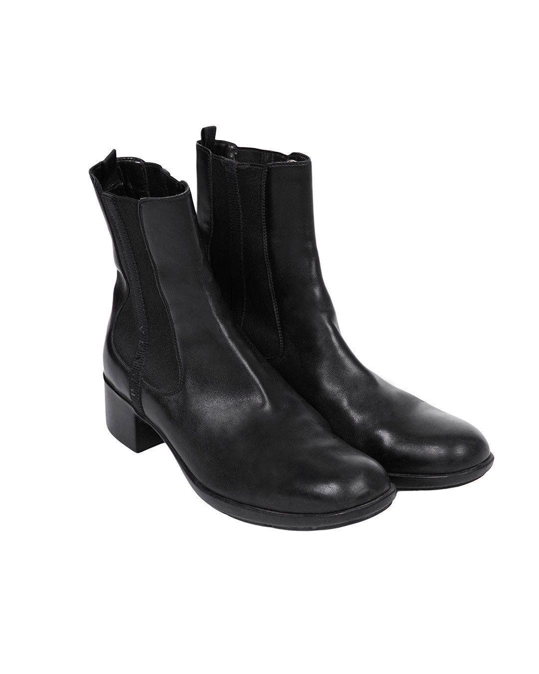 Prada Prada Black Leather Ankle Boots Size US 8.5 / IT 38.5 - 2 Thumbnail