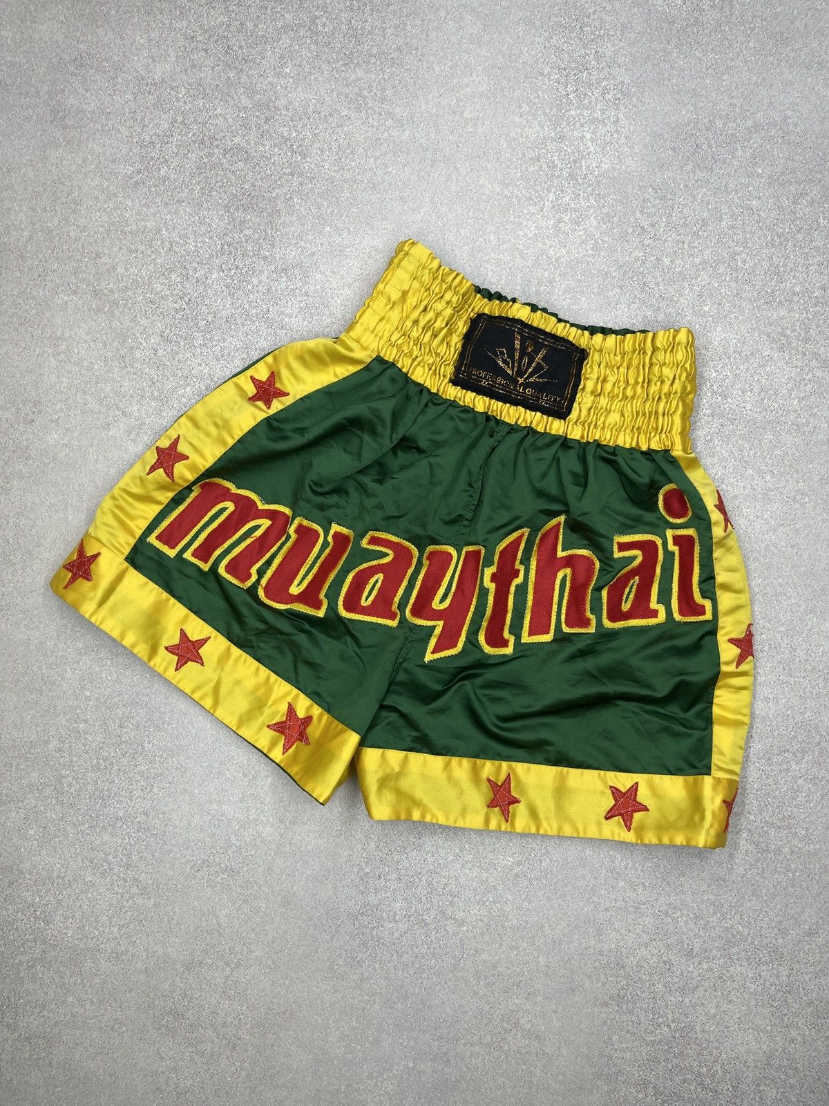 Other Vintage Muay Thai Shorts Green/Yellow MMA Box Fighting Size US 32 / EU 48 - 1 Thumbnail