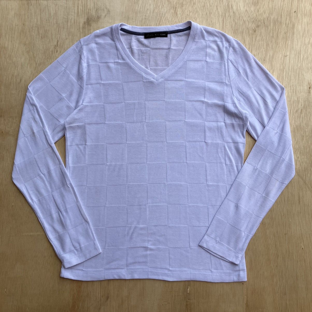 Issey Miyake TETE HOMME CHECKERED by ISSEY MIYAKE V NECK LONG SLEEVE Size US L / EU 52-54 / 3 - 1 Thumbnail