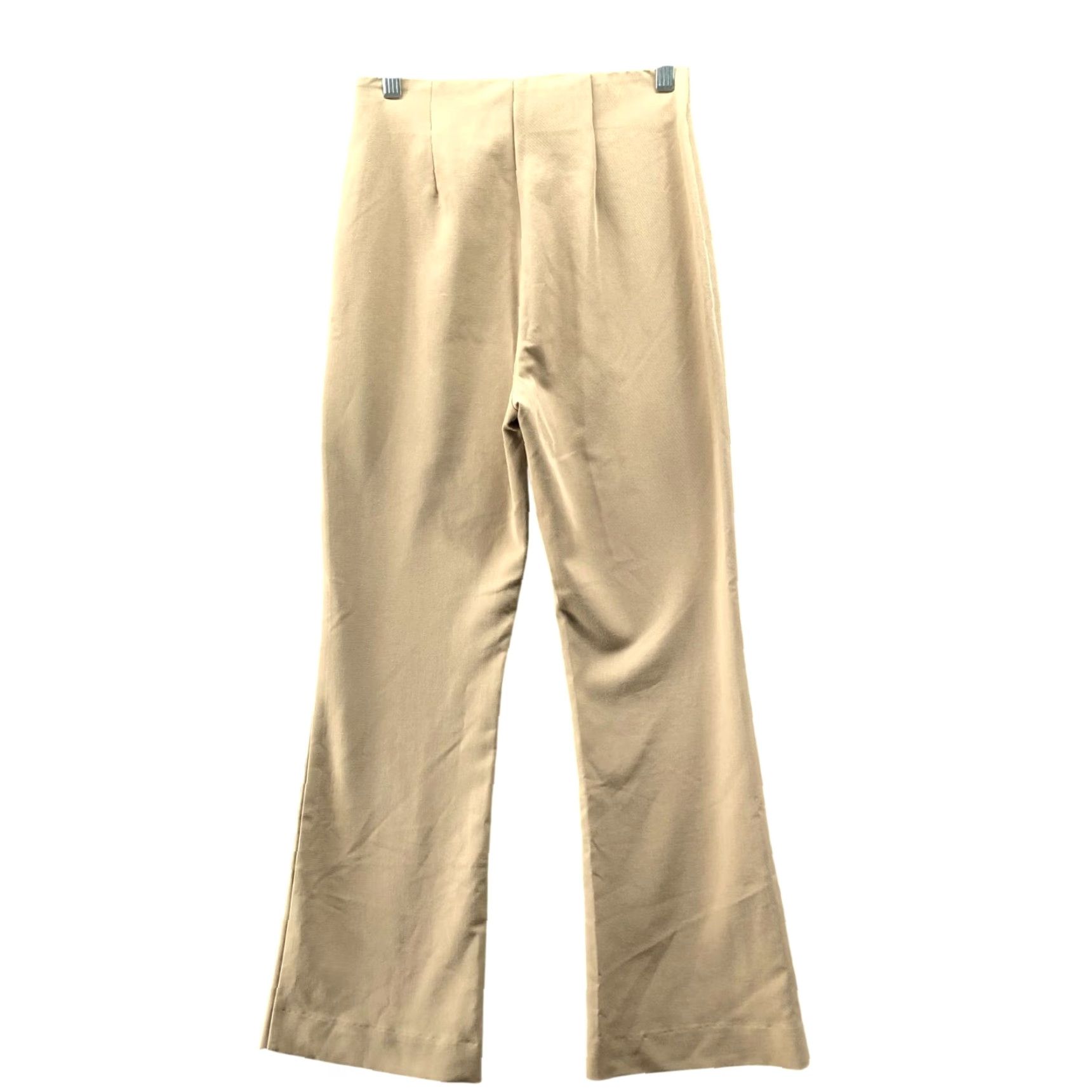 H&M H&M High Rise Flare Dress Pants Womens 4 Beige Side Zip Stretch Flat Front Size 27" / US 4 / IT 40 - 2 Thumbnail