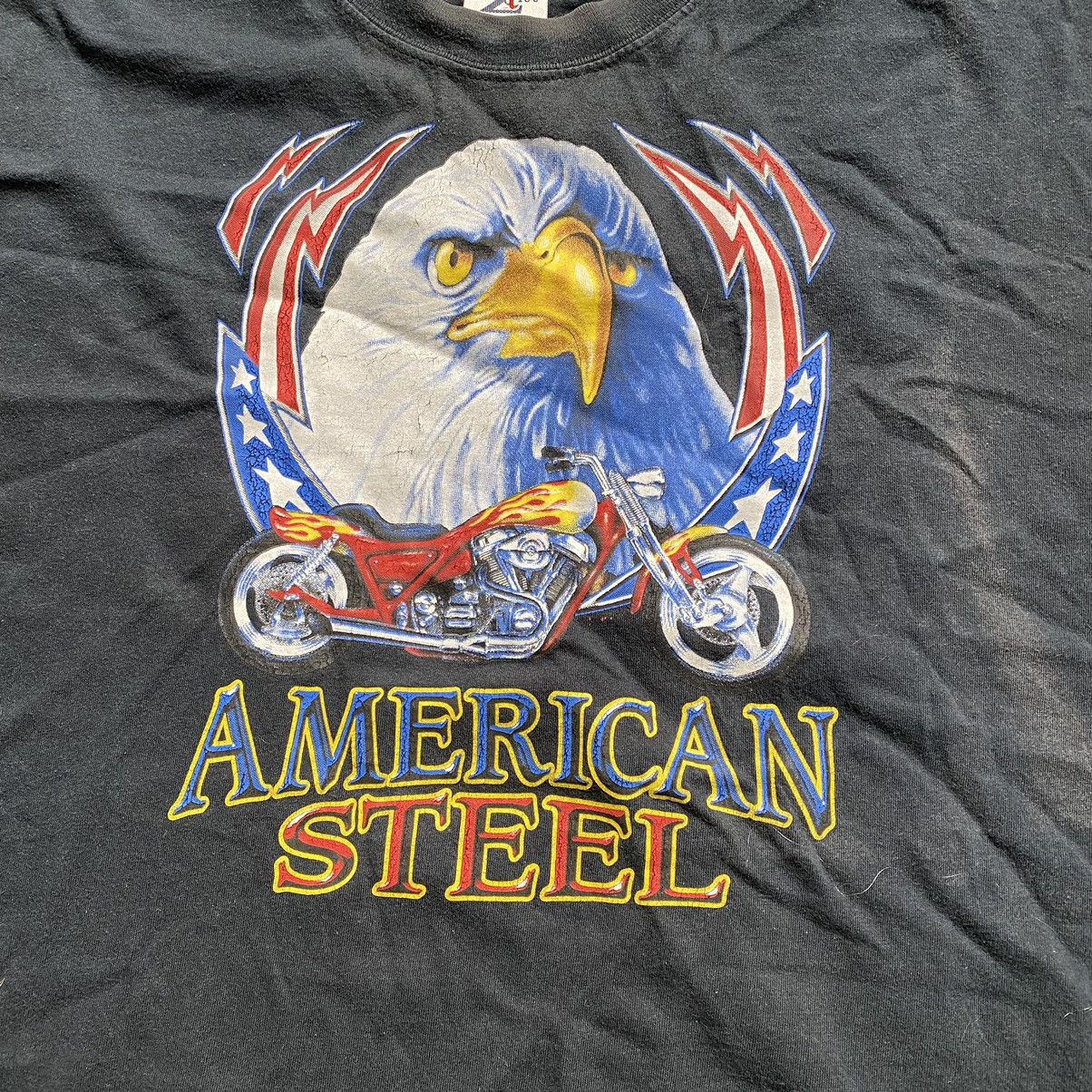 Harley Davidson VINTAGE AMERICAN STEEL EAGLE BIKERS T SHIRT Size US XL / EU 56 / 4 - 2 Thumbnail