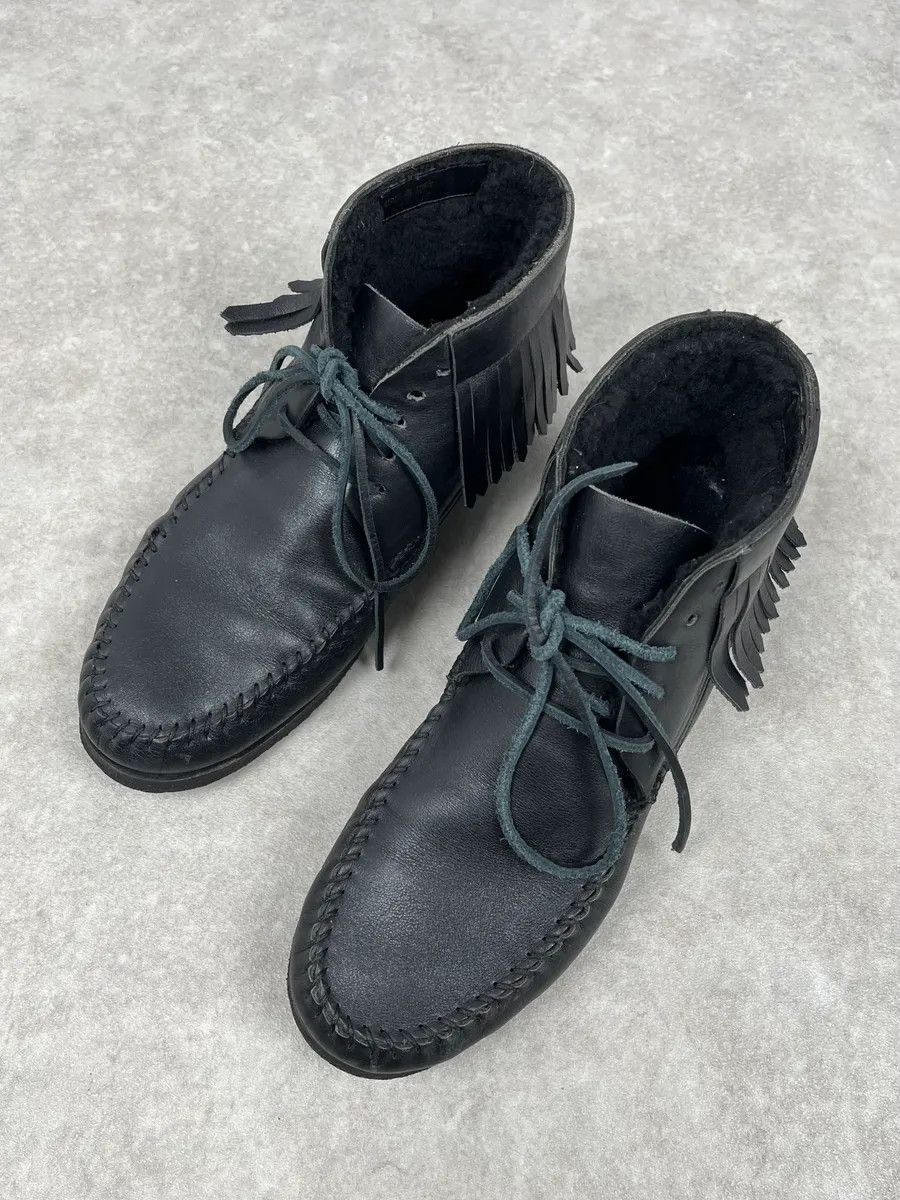 Saint Laurent Paris Yves Saint Laurent Black Leather Fringed Boots Size US 11 / EU 44 - 6 Thumbnail