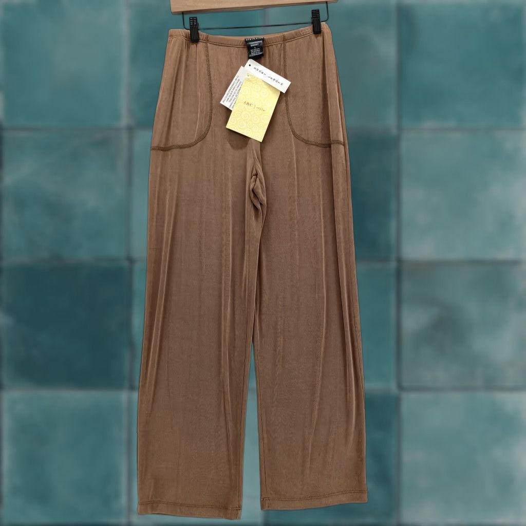 Vintage Citiknits Pants Womens Small Brown Slinky Knit Stretch Straight Leg Comfort NWT Size 28" / US 6 / IT 42 - 1 Thumbnail