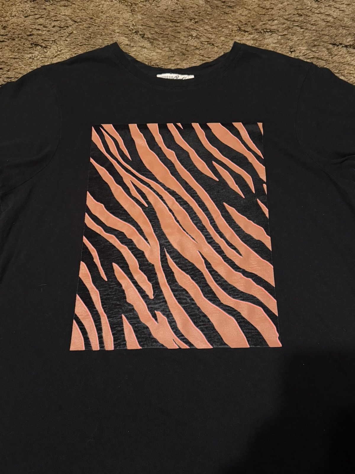 Express Tiger Stripe Pattern T-Shirt Tee Black Small Size US S / EU 44-46 / 1 - 2 Thumbnail
