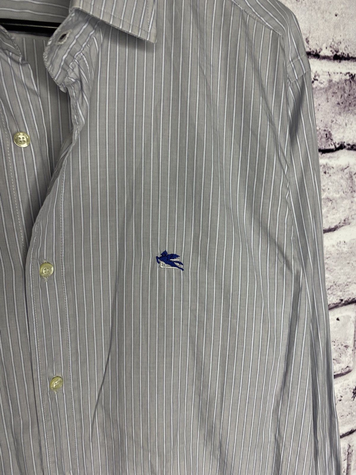 Etro Mens Vintage Gray Etro Luxury Striped Shirts Button Up Size US M / EU 48-50 / 2 - 4 Thumbnail