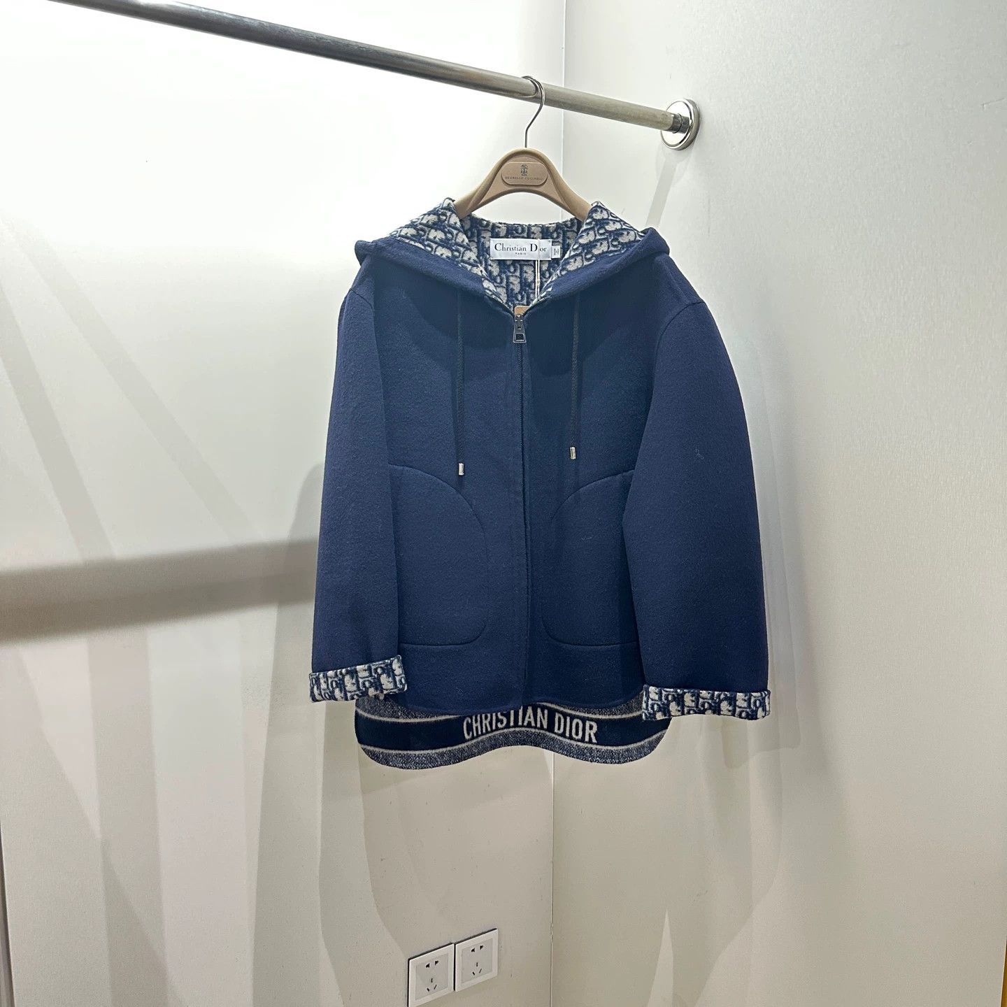 Christian Dior Monsieur CD apr176 blue hooded double-sided zip cashmere jacket 38 Size S / US 4 / IT 40 - 1 Thumbnail