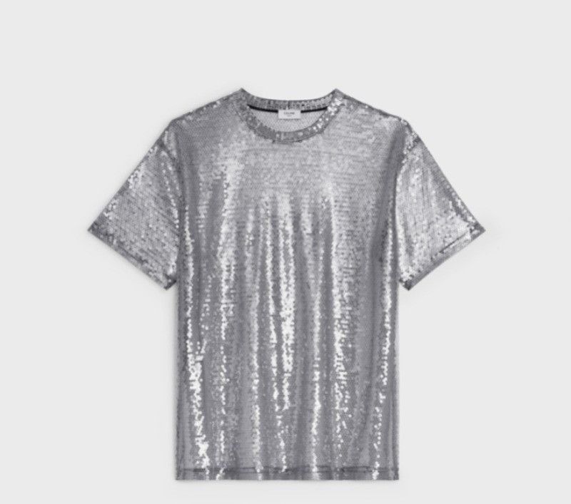 o1w1db11124 Embroidered Loose T-Shirt in Silver