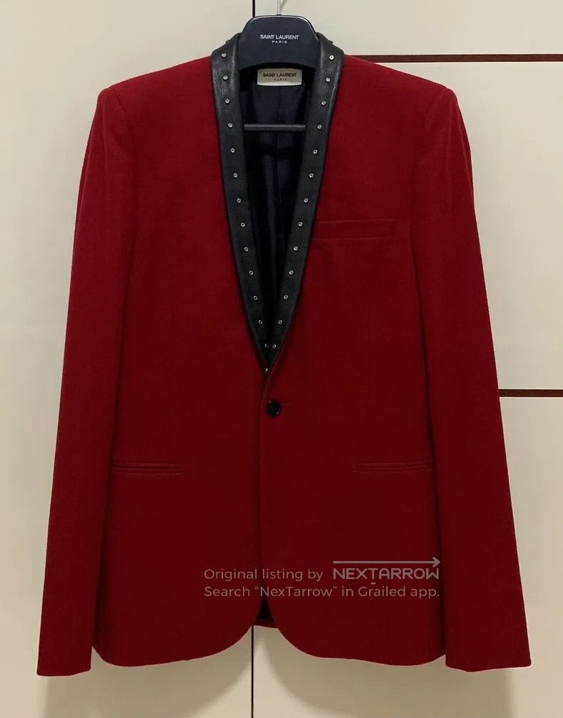 Saint Laurent Paris Saint Laurent Paris Original Red Leather Lapel Studs Suit Size US S / EU 44-46 / 1 - 1 Thumbnail