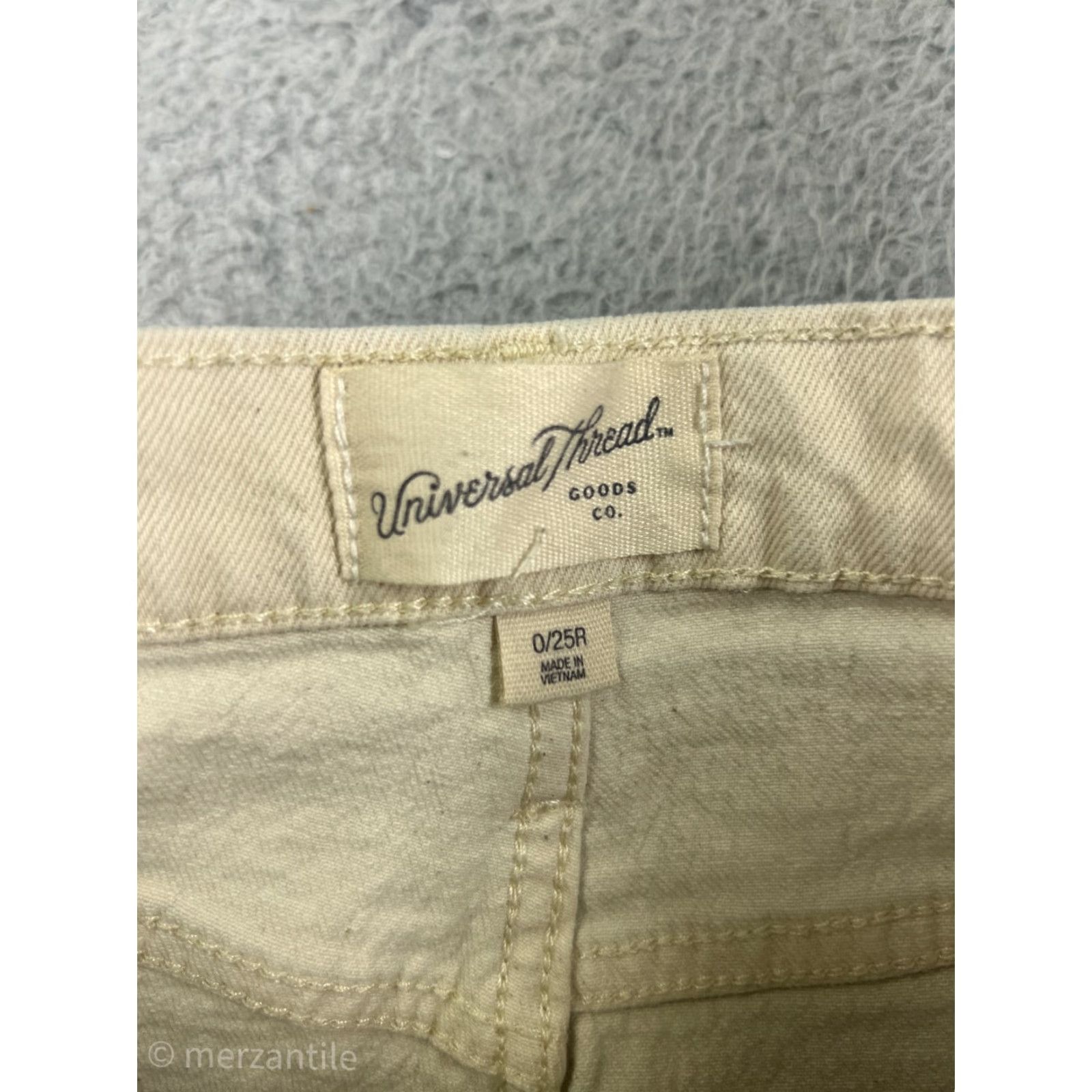 Vintage Universal Thread Jeans Women 0 Ivory Denim Stretch Wide-Leg Casual Pants Womens 90s Style Size 25" / US 0 / IT 36 - 3 Thumbnail