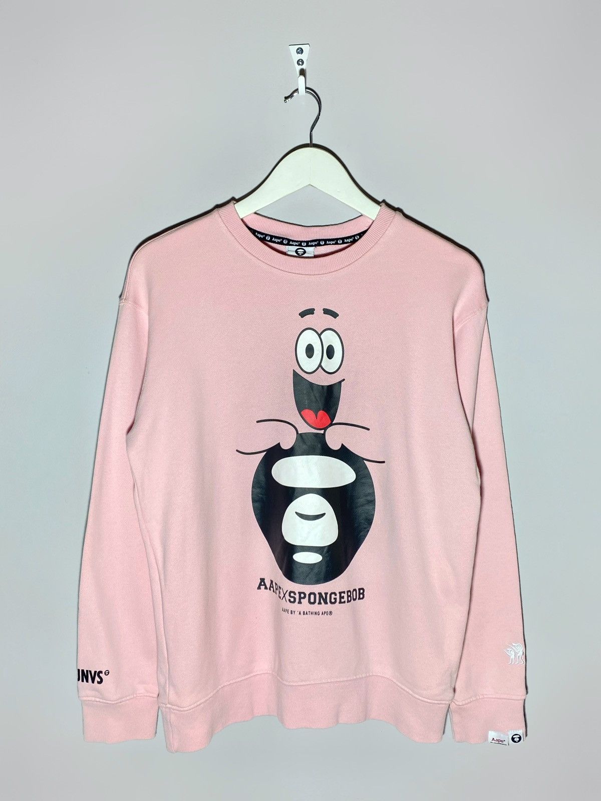 image of Aape X Sponge Bob Hype Streetwear Pink Sweatshirt, Women's (Size Large)