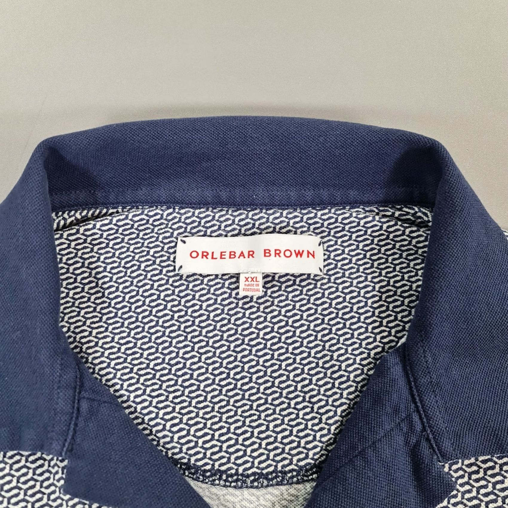 Orlebar Brown VINTAGE/No — (not vintage) Orlebar Brown Polo Shirt Mens Blue 2XL Cotton Short Sleeve Buttonless Spread Collar Geometric/ Solid Pattern Casual Summer Size US XXL / EU 58 / 5 - 3 Thumbnail