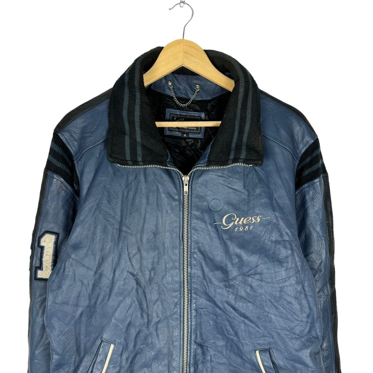 Georges Marciano × Guess × Vintage ☀️GUESS LEAGUE CHAMPION VARSITY LEATHER JACKET Size US M / EU 48-50 / 2 - 3 Thumbnail