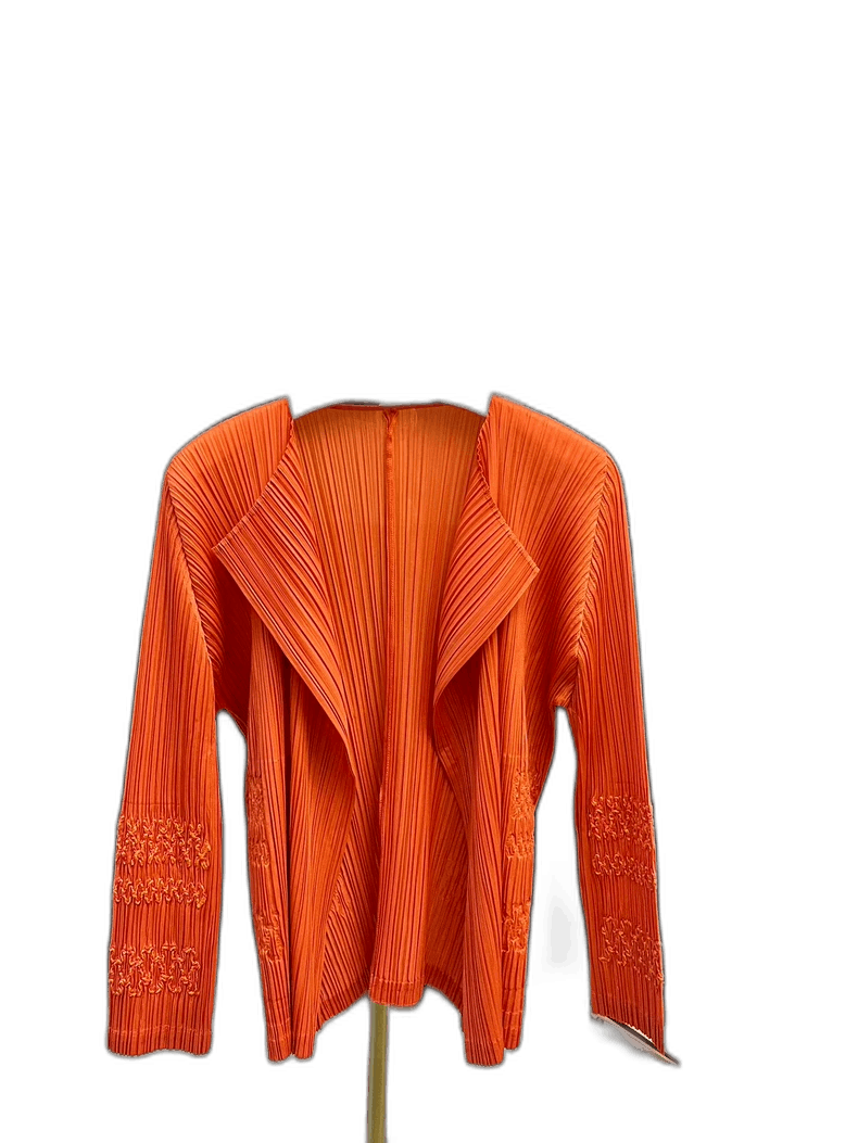 Issey Miyake Issey Miyake Orange Pleated Cardigan Jacket-yf Size US M / EU 48-50 / 2 - 1 Thumbnail