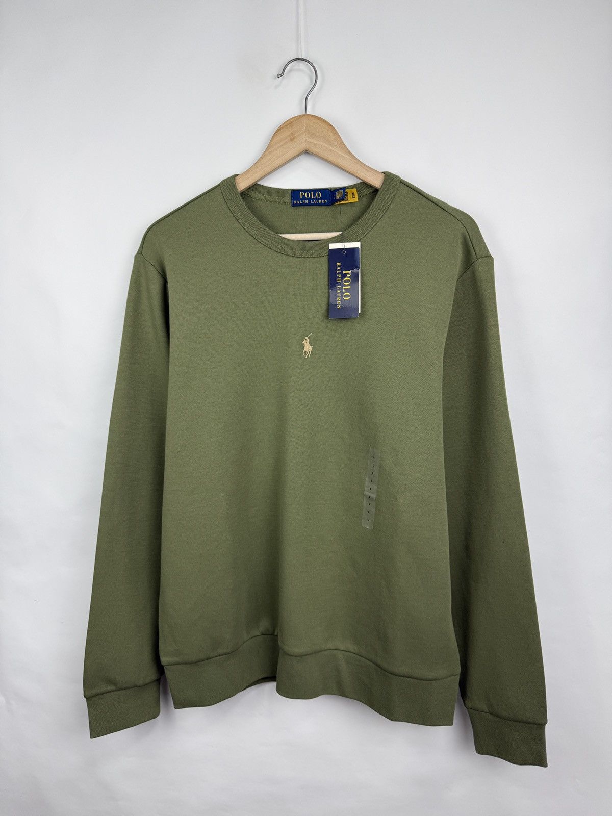 Polo Ralph Lauren 🇺🇸 NWT❗️Polo Ralph Lauren Double Knit Sweatshirt Olive Rare Size US L / EU 52-54 / 3 - 8 Thumbnail