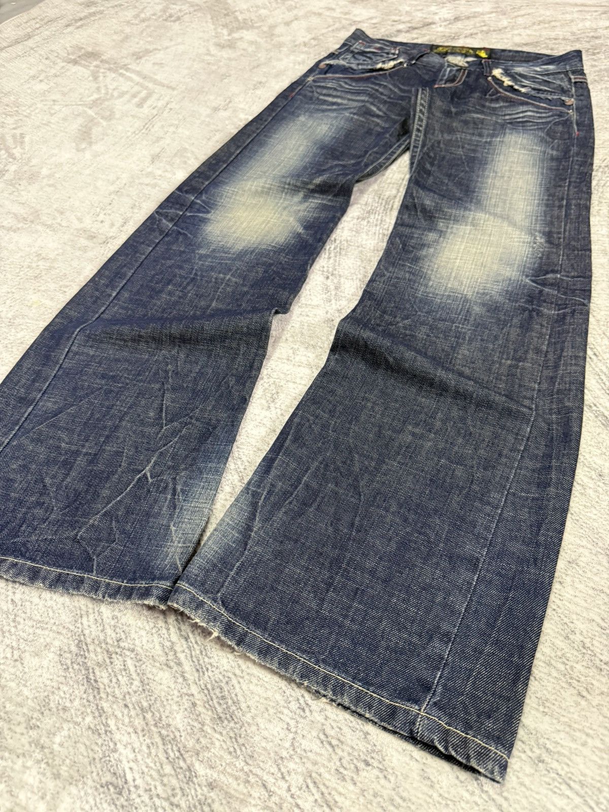 Japanese Brand × Tete Homme × semanticdesign Red Pepper Japan Heavy Wash Low Rise Flared Jeans Size US 29 - 10 Thumbnail