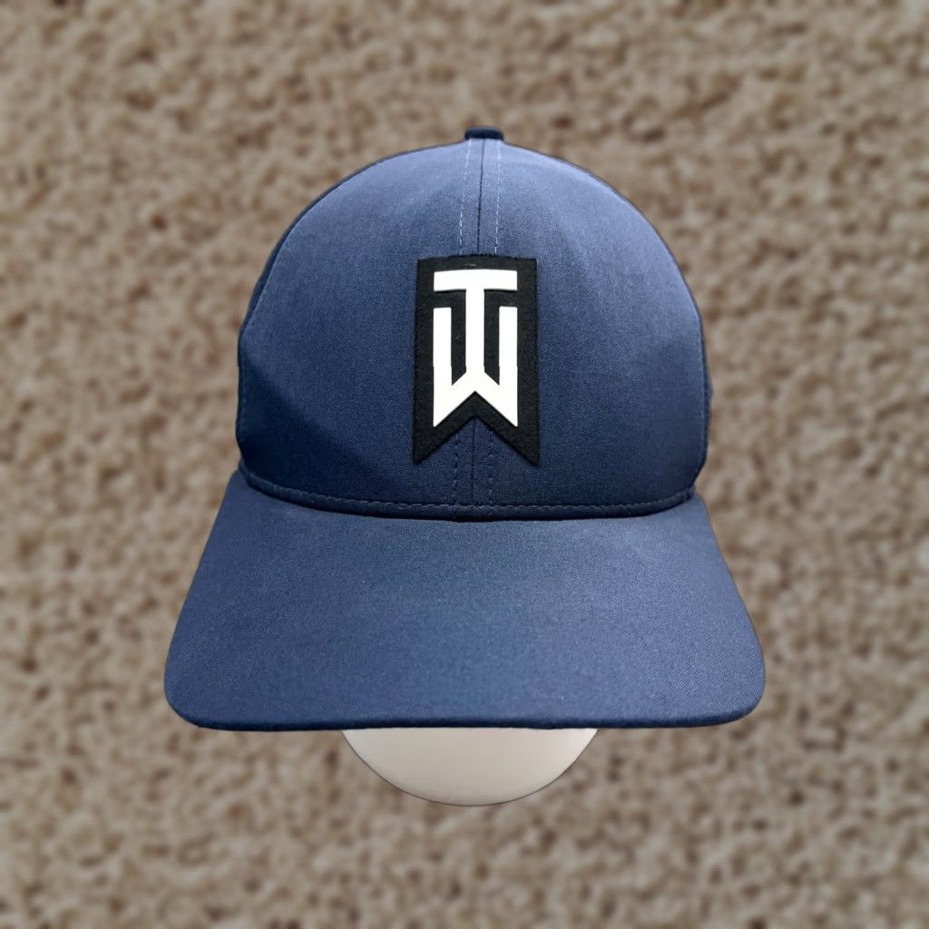 Nike Nike Tiger Woods Hat Cap Fitted Adult Large Blue Polyester Blend Tri Mountain Golf Hat Mens L Blue Nike Golf Hat Size ONE SIZE - 1 Thumbnail