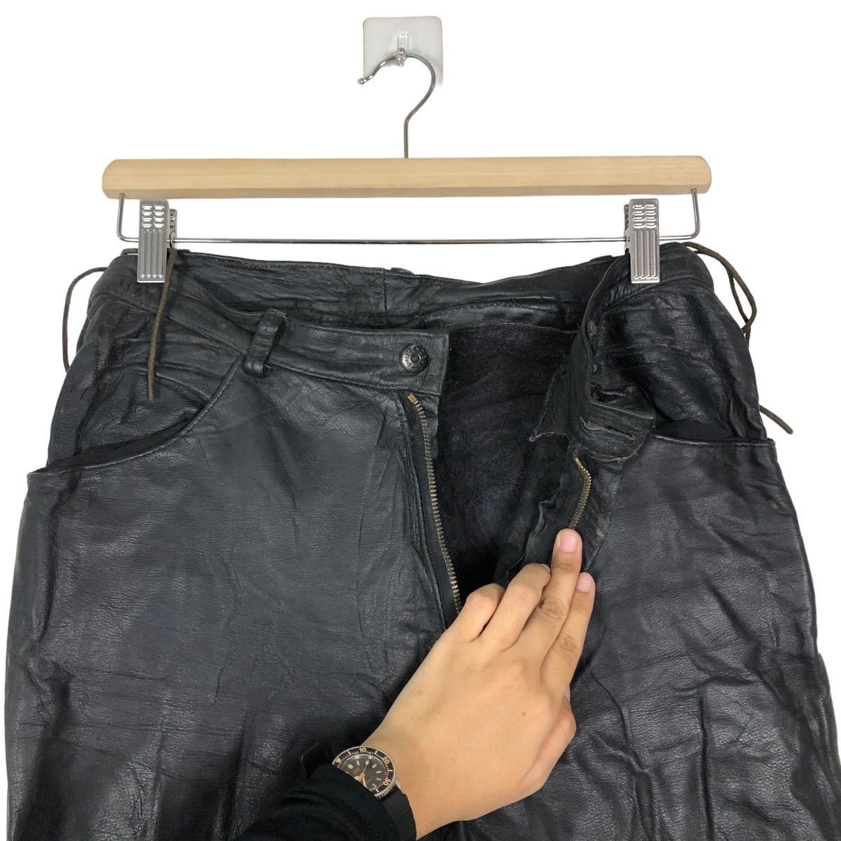 Genuine Leather 🔥Rare Bondage Parachute Design Genuine Leather Pants Racing Size US 28 / EU 44 - 7 Thumbnail