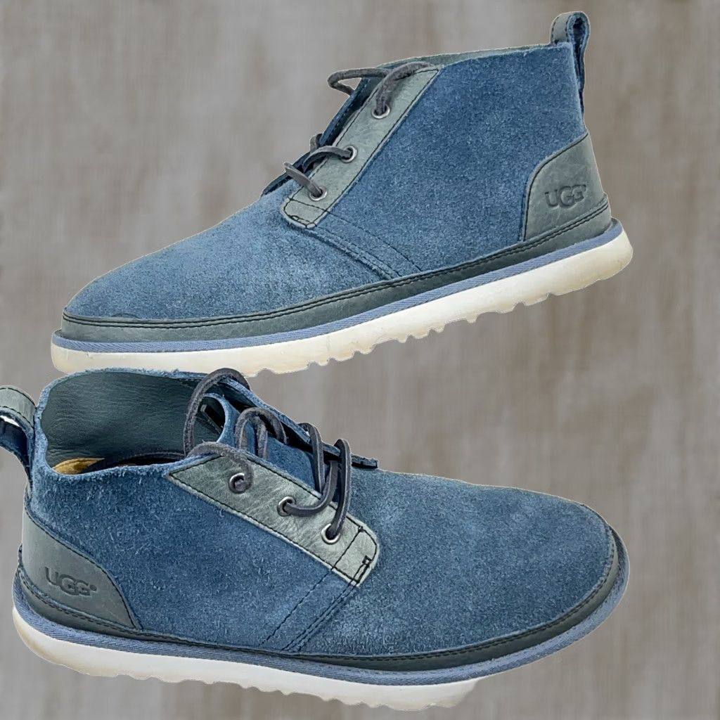 Ugg UGG Neumel Boots Salty Blue Suede Wool Ankle Boots Men Size 8 Knit Logo Casual Fall Winter Chukka Boots Mens Size US 8 / EU 41 - 1 Thumbnail