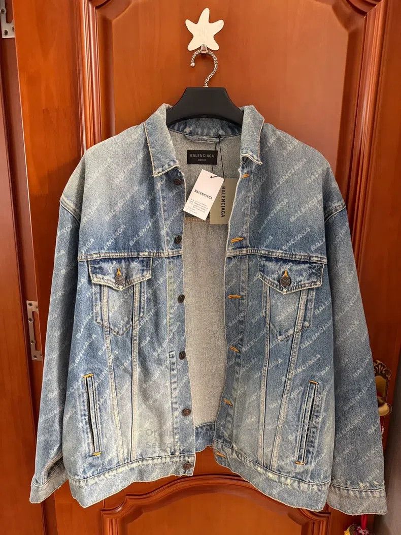 Balenciaga Full Print Letter Denim Jacket