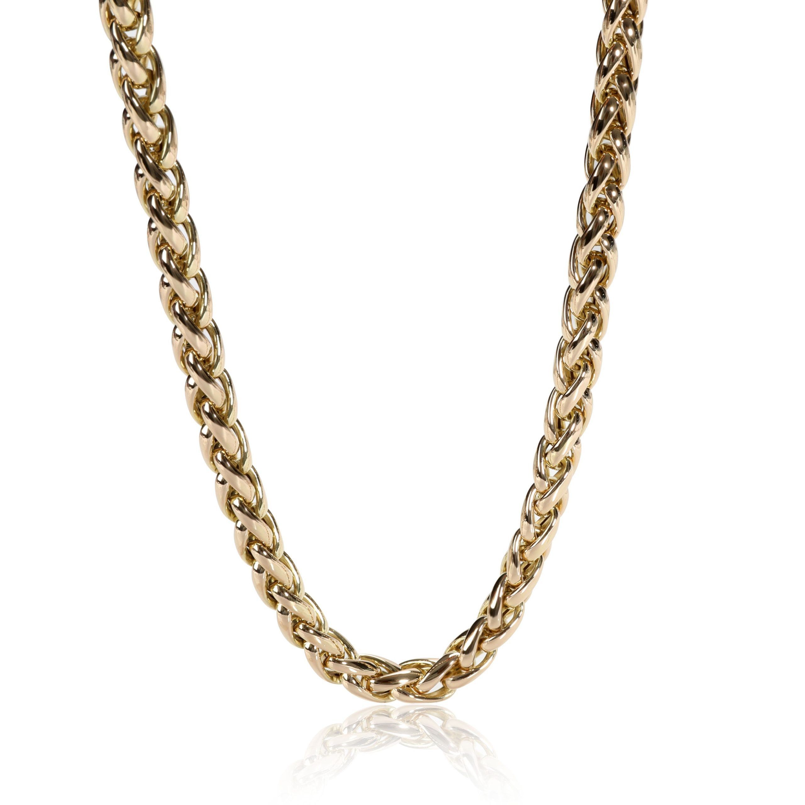 image of Tiffany Co Braided Chain With Green Chalcedony Accents 14K Yellow Gold, Women's