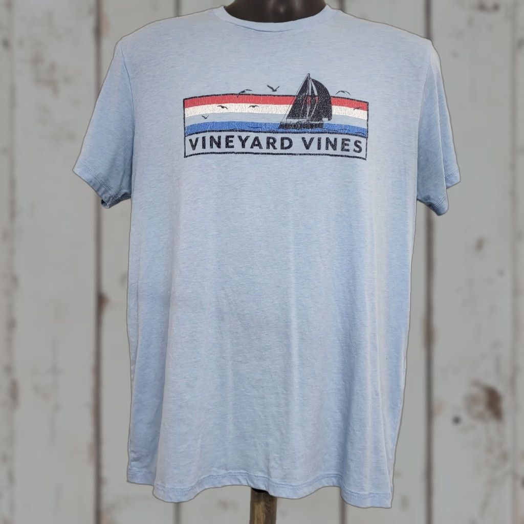 Vineyard Vines **Flag Boat Patriotic Vineyard Vines Tshirt Mens Medium Blue Dune Tee** User: **Patriotic Flag Vineyard Vines Tshirt Mens Medium Blue Dune Tee** Size US M / EU 48-50 / 2 - 1 Thumbnail