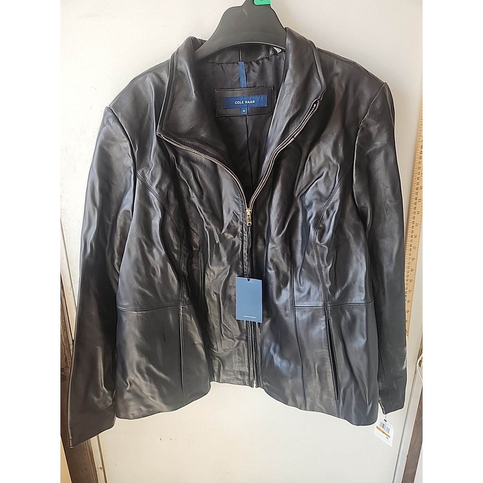 Cole Haan Cole Haan Women's Black Lambskin Leather Jacket Size 3X NWT Size 3XL / US 20-22 - 1 Thumbnail