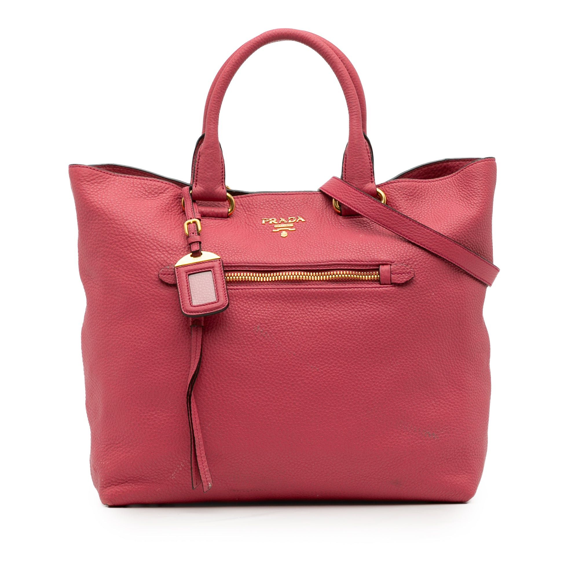 Prada Vitello Daino Open Convertible Tote in Pink, Women's