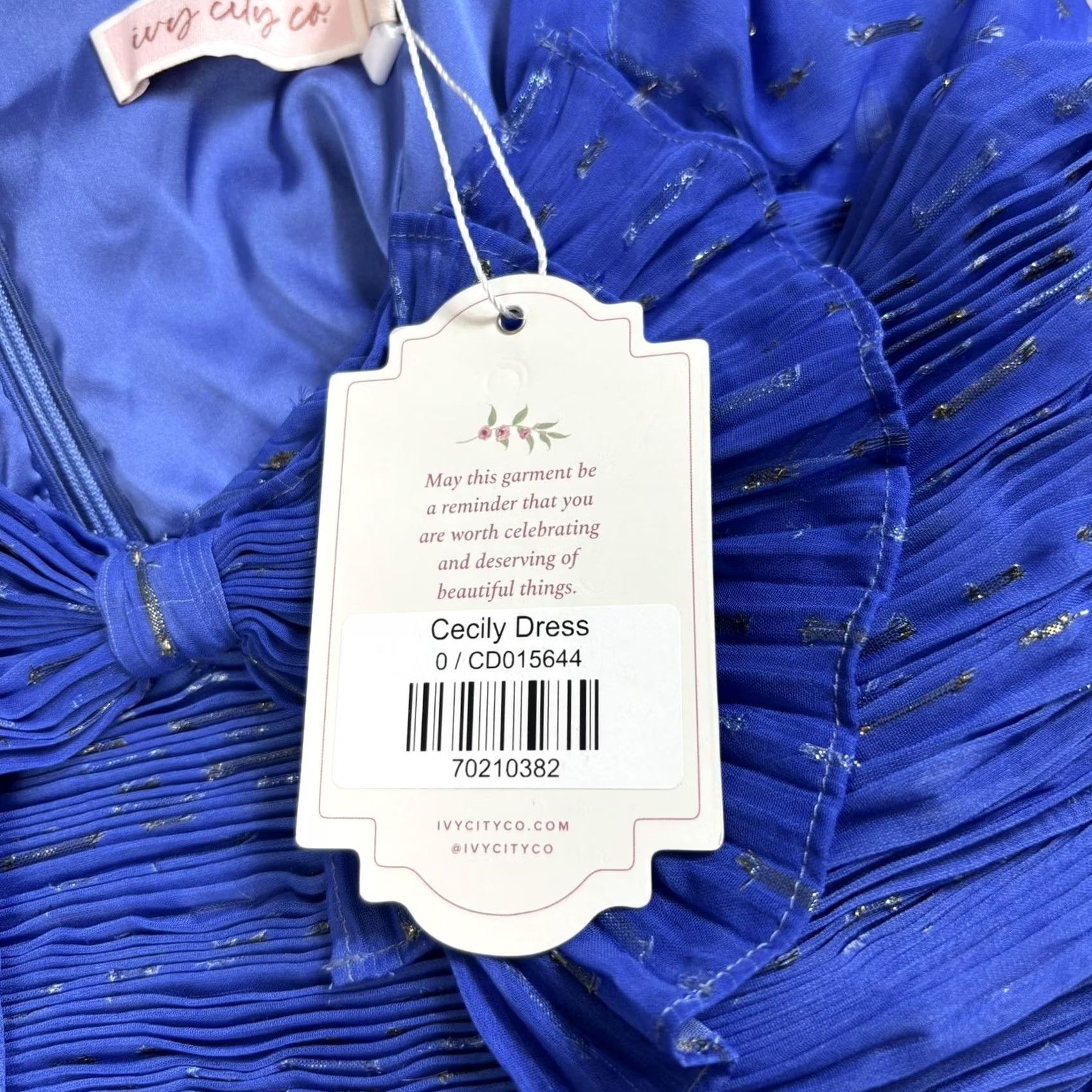 CO Ivy City Co Dress Women's 0 Blue Cecily Pleated Tiered Metallic Midi Romantic Prom - Bohemian Clubwear Party Cocktail Formal Dress Size XS / US 0-2 / IT 36-38 - 4 Thumbnail