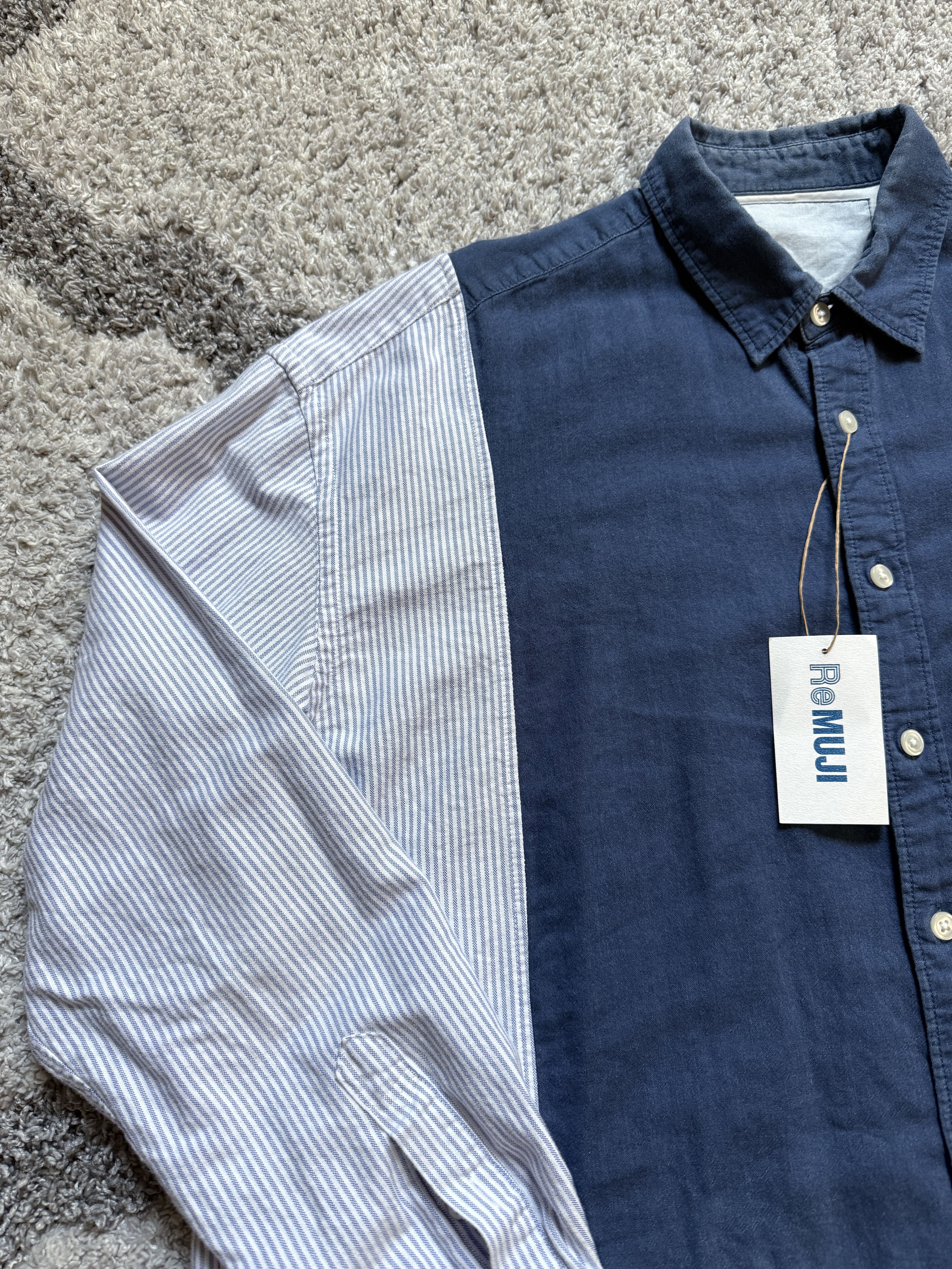 Japanese Brand Muji Japan ReMUJI Reconstructed Shirt (Indigo Dyed) Size US M / EU 48-50 / 2 - 3 Thumbnail