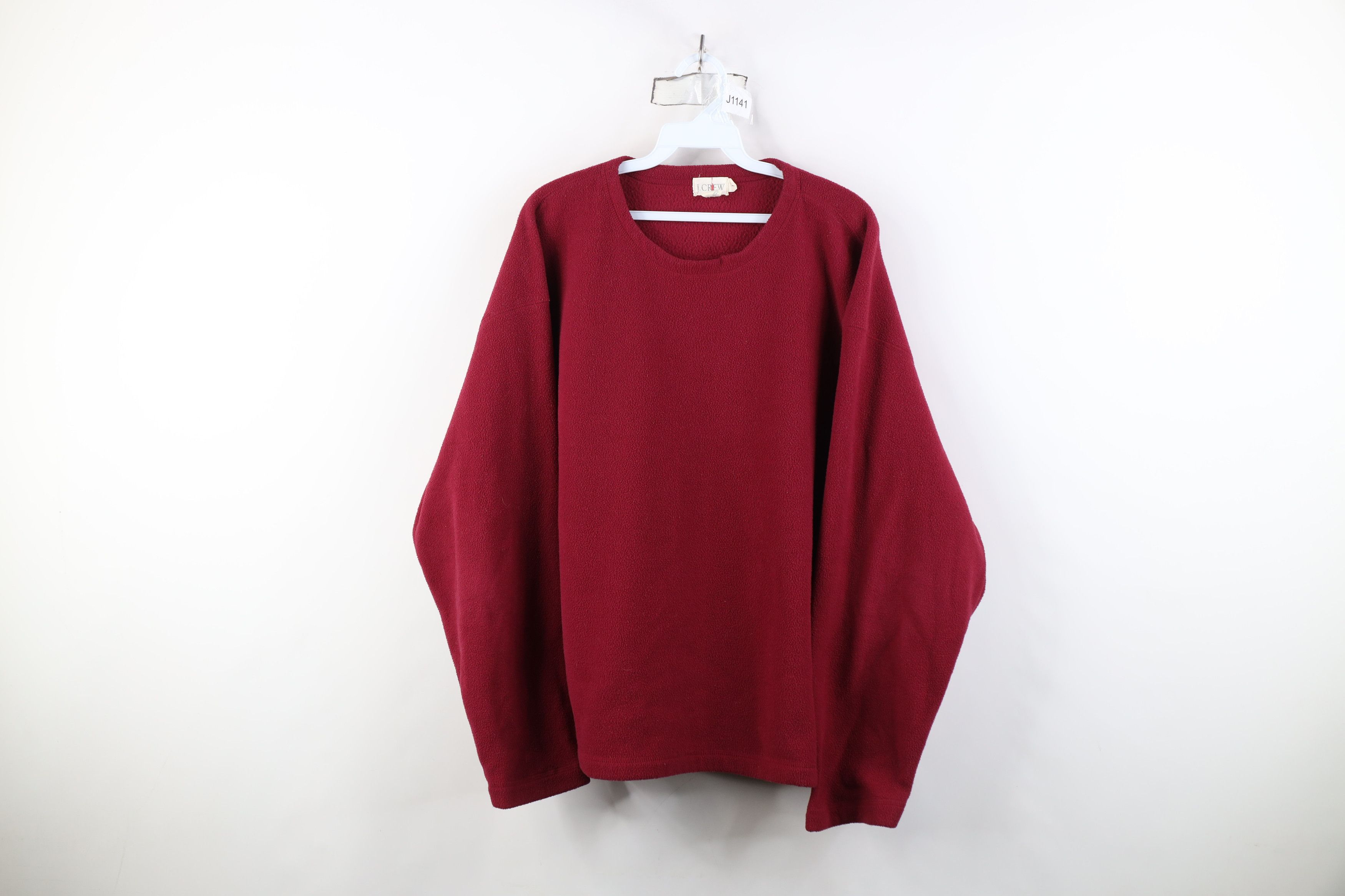 J.Crew Vintage 90s J Crew Blank Boxy Fit Fleece Sweater Red USA Size US L / EU 52-54 / 3 - 1 Thumbnail